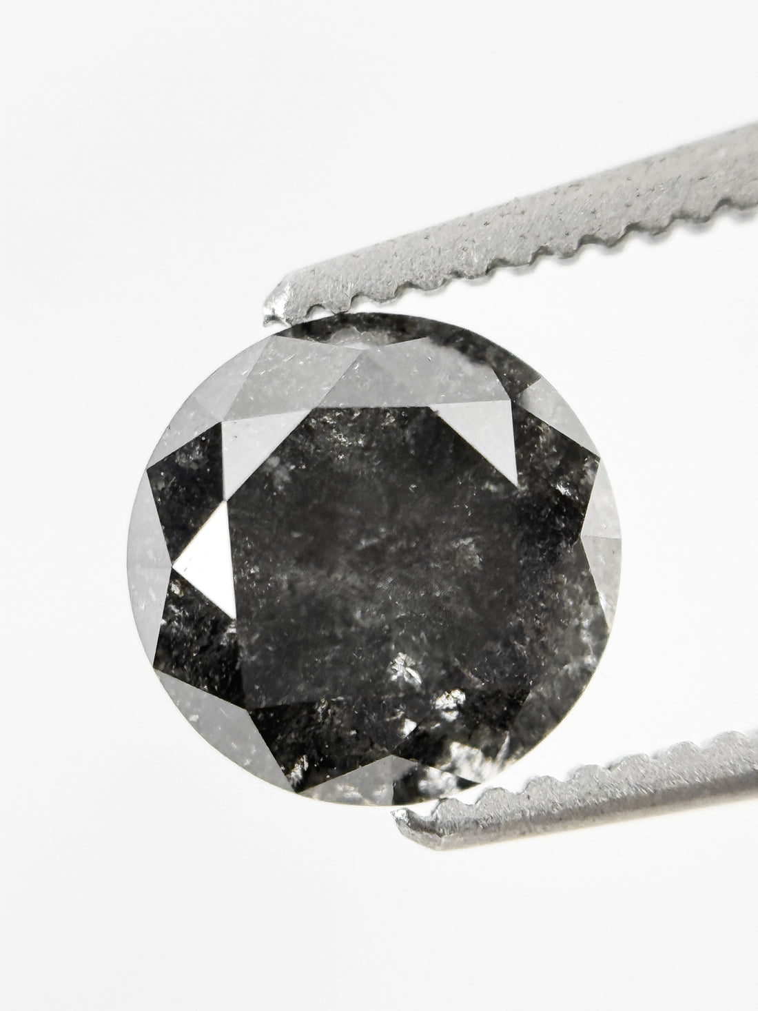 1.49 Ct Round Brilliant Cut Black Natural Galaxy Diamond