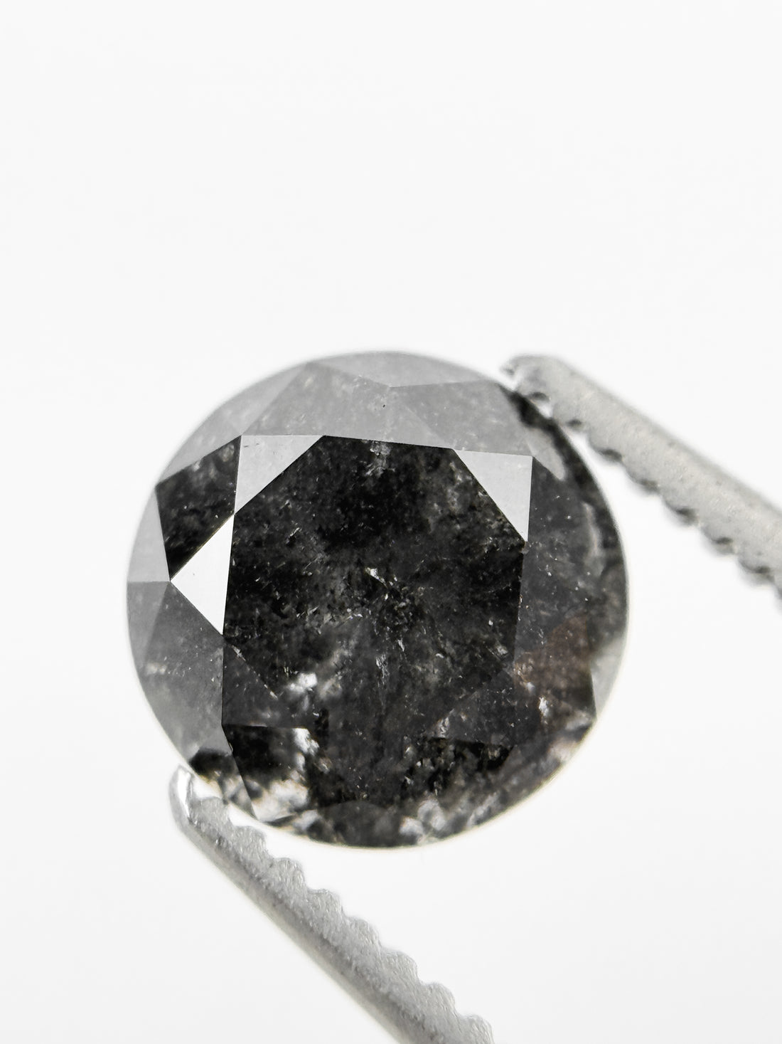 1.49 Ct Round Brilliant Cut Black Natural Galaxy Diamond