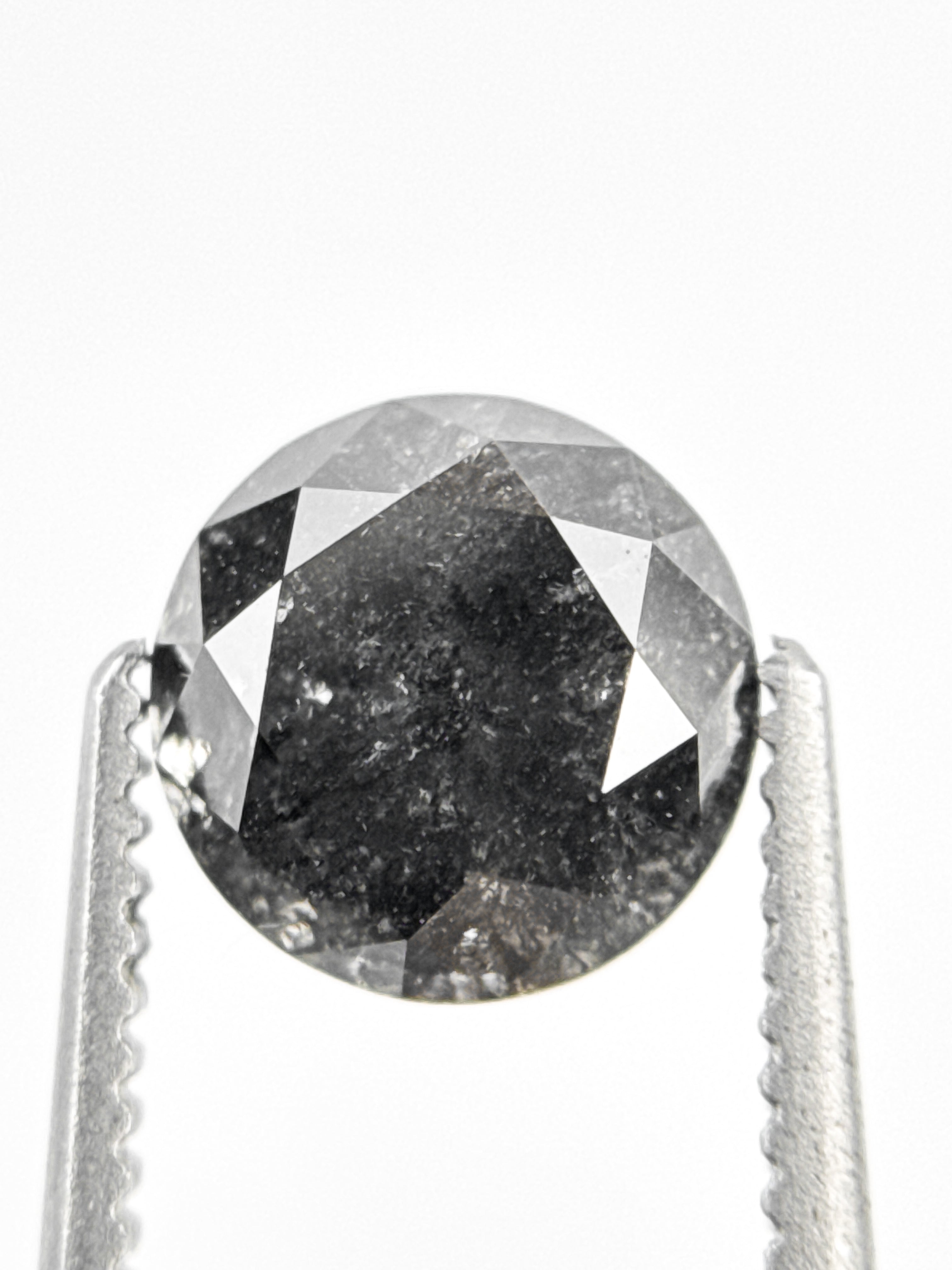 1.49 Ct Round Brilliant Cut Black Natural Galaxy Diamond