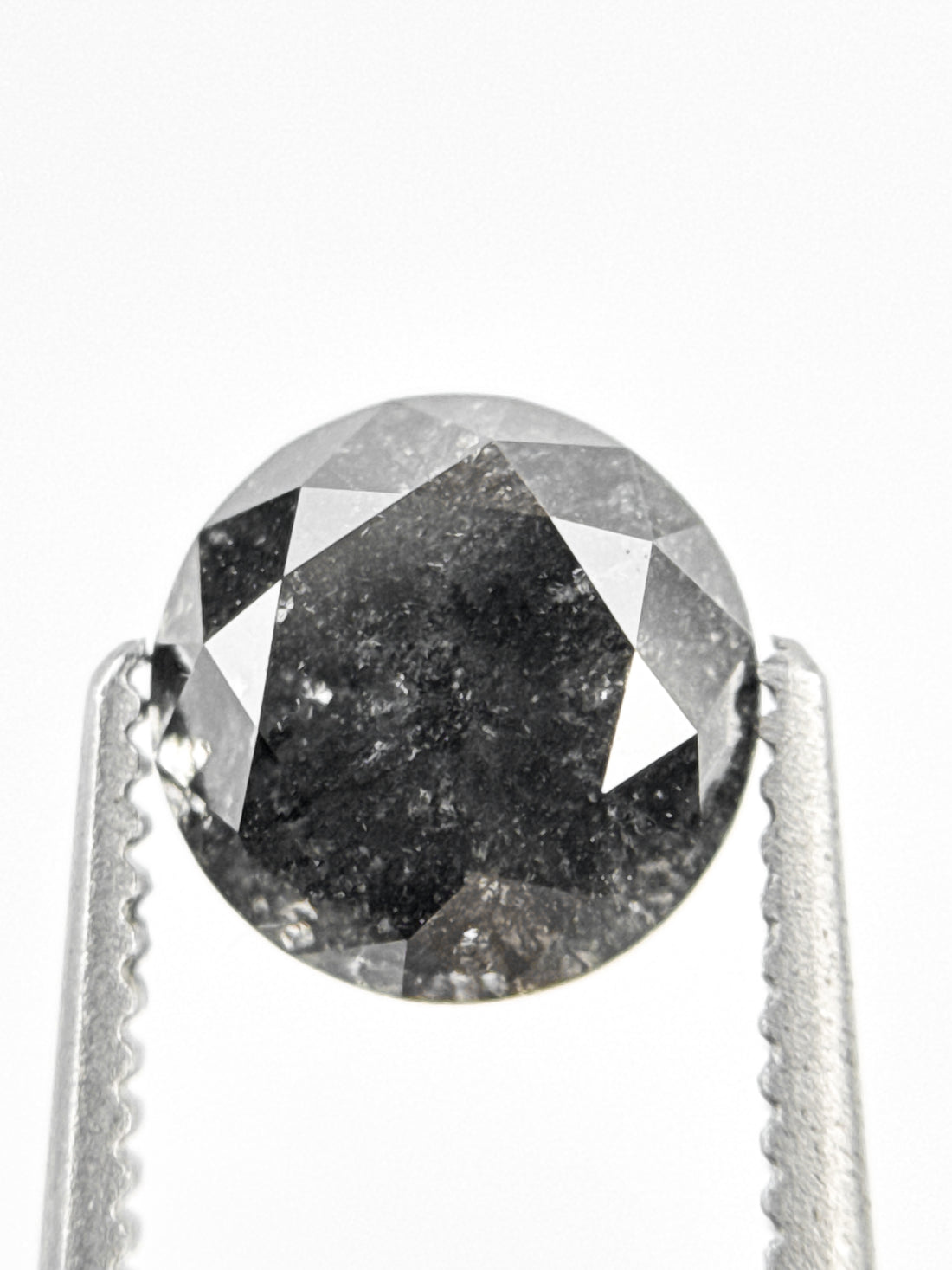 1.49 Ct Round Brilliant Cut Black Natural Galaxy Diamond