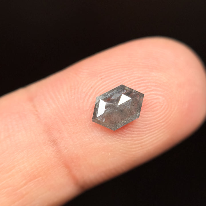 0.93 Ct Hexagon Rose Cut Grey Natural Minimalist Diamond