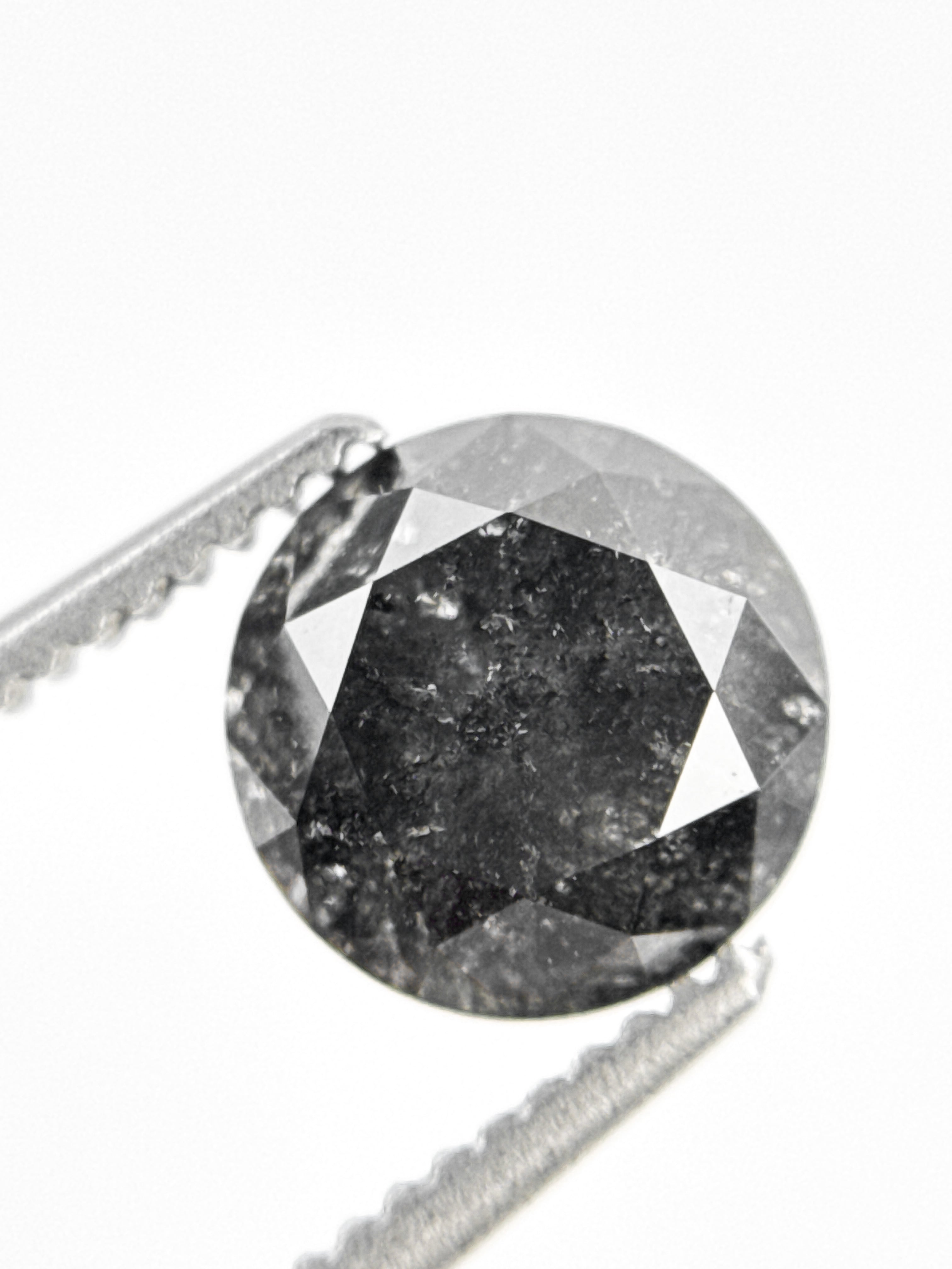 1.49 Ct Round Brilliant Cut Black Natural Galaxy Diamond