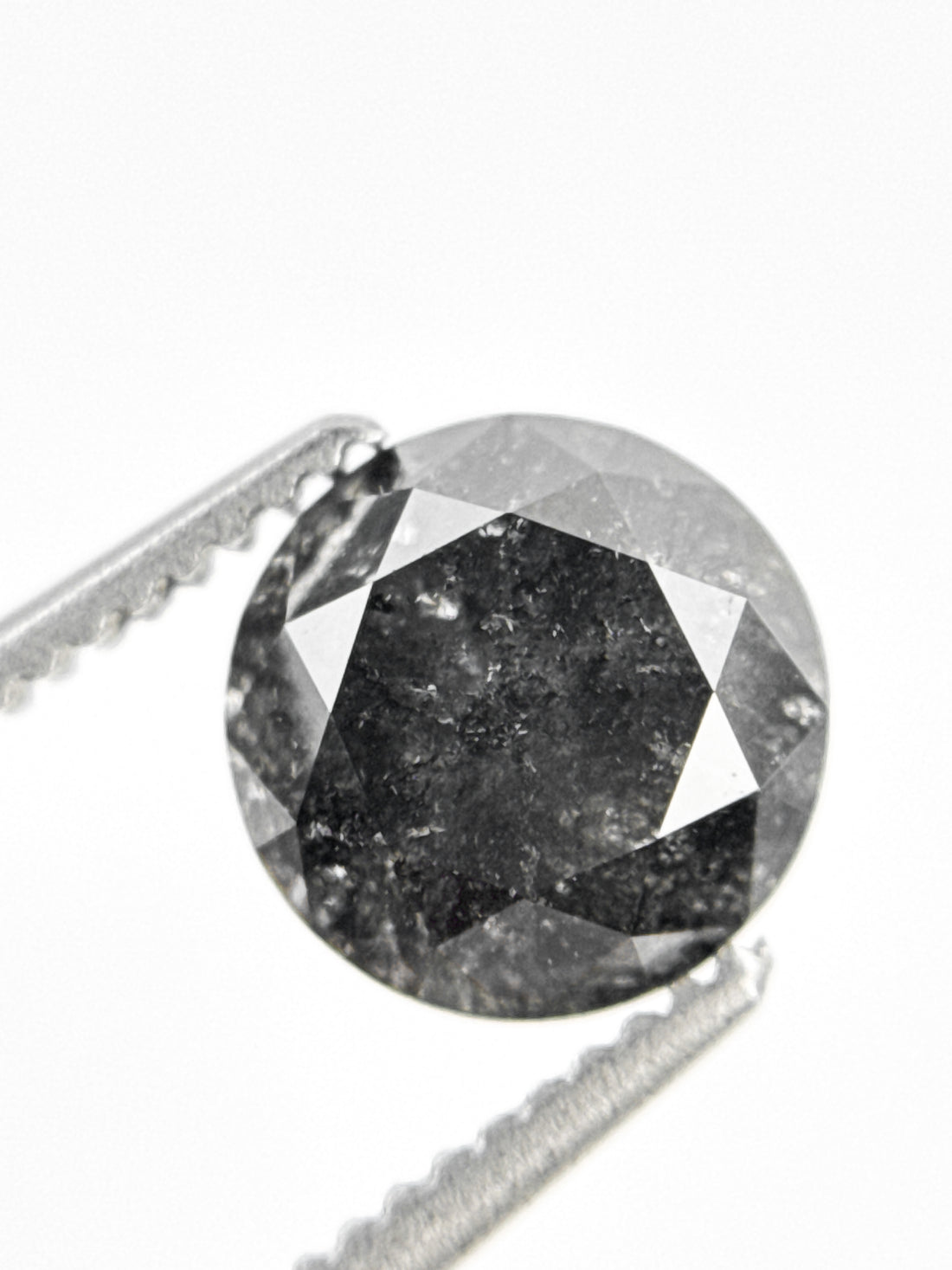 1.49 Ct Round Brilliant Cut Black Natural Galaxy Diamond