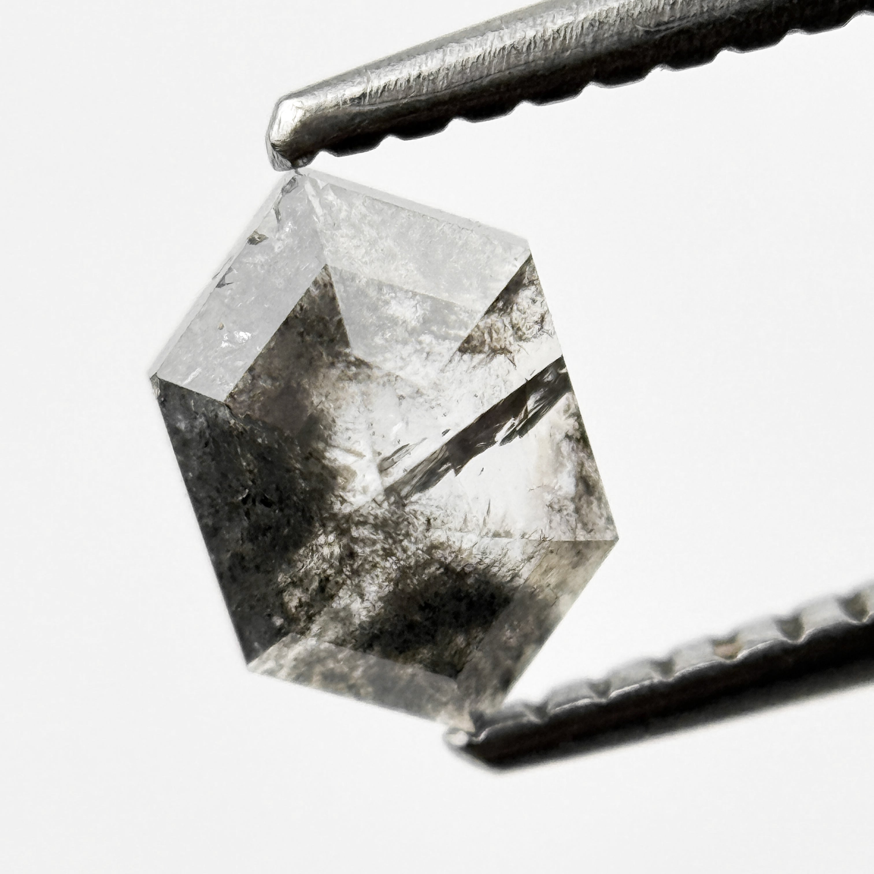 0.83 Ct Hexagon Rose Cut Grey Natural Minimalist Diamond