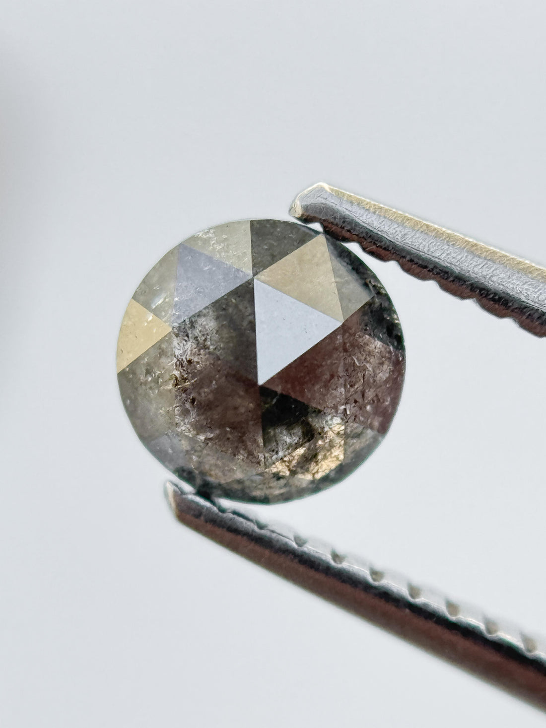 0.57 Ct Round Rose Cut Grey Natural Salt and Pepper Diamond
