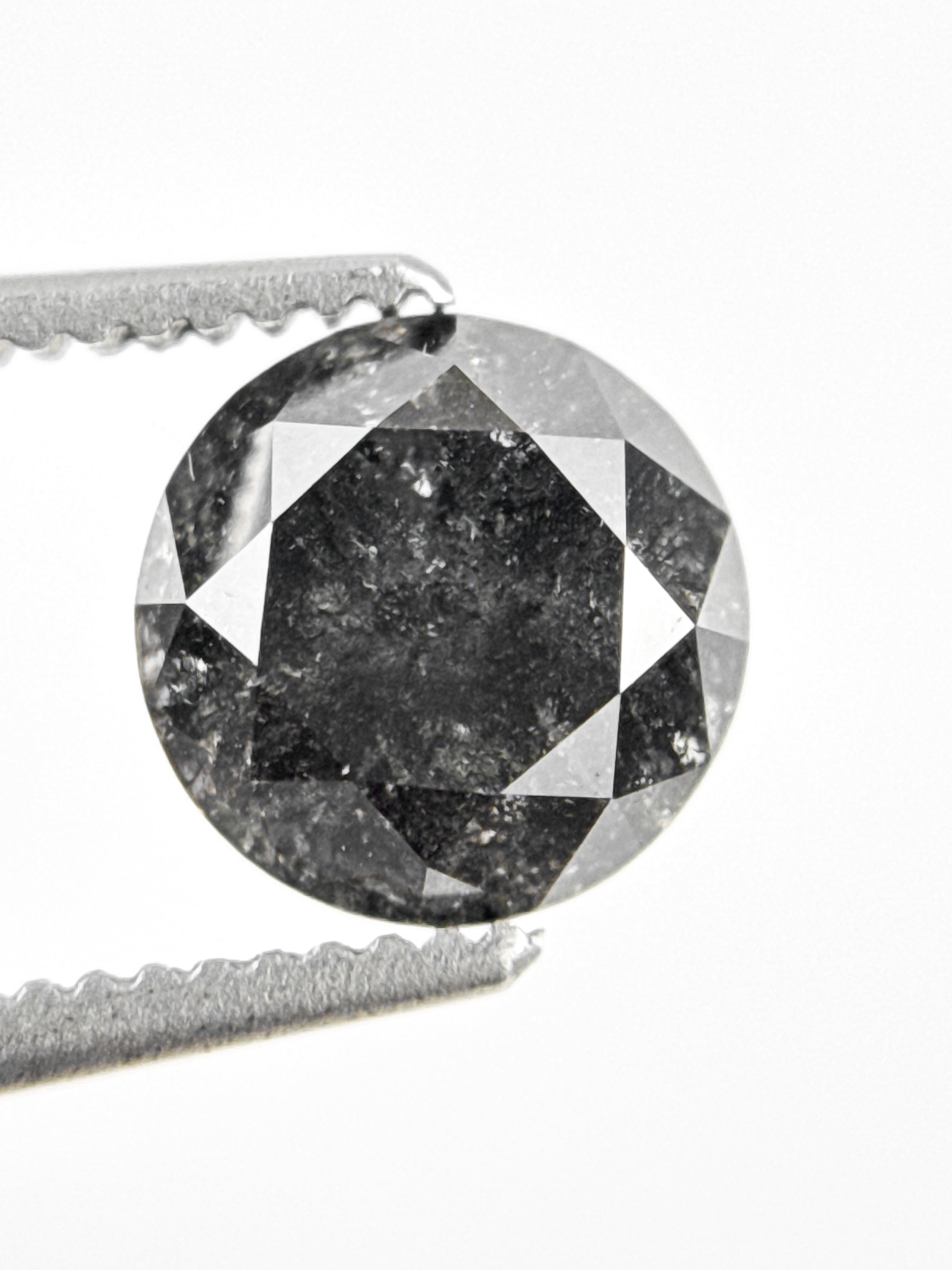 1.49 Ct Round Brilliant Cut Black Natural Galaxy Diamond