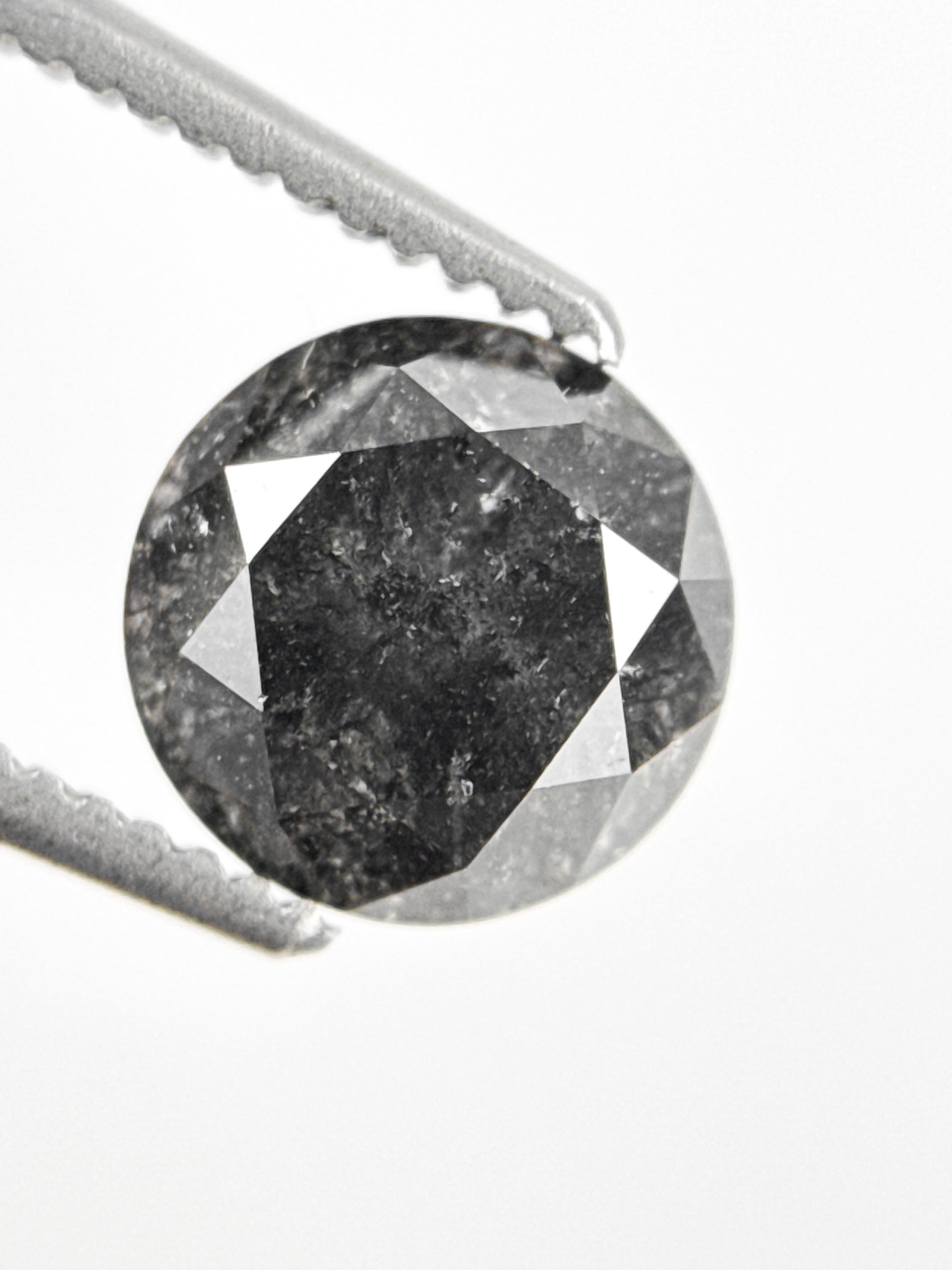 1.49 Ct Round Brilliant Cut Black Natural Galaxy Diamond