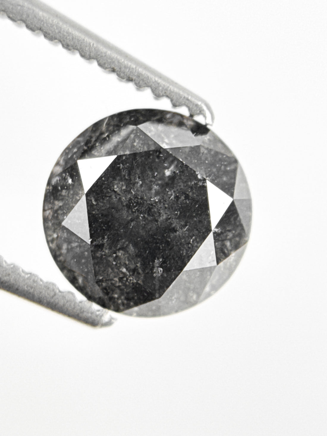 1.49 Ct Round Brilliant Cut Black Natural Galaxy Diamond