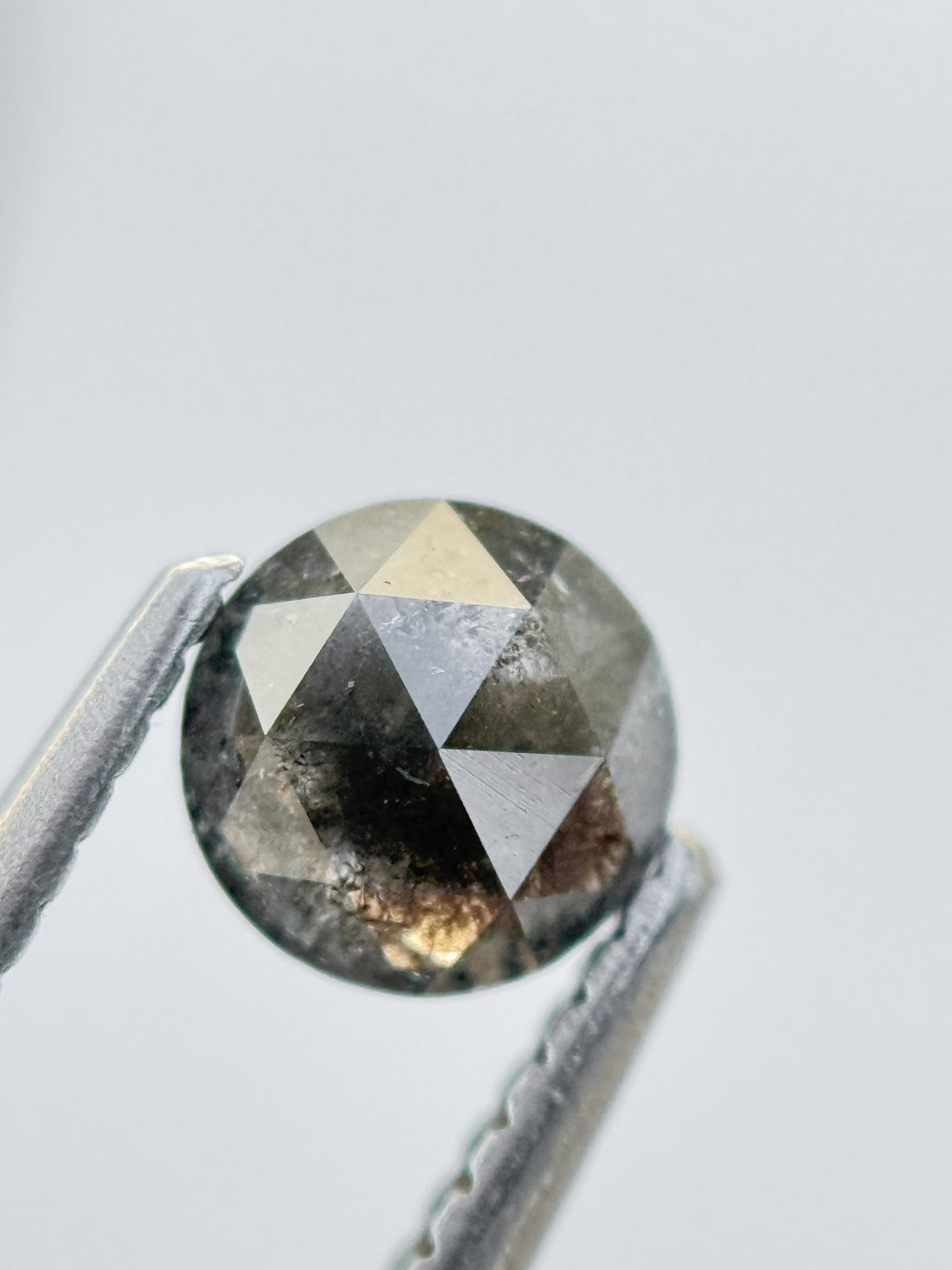 0.57 Ct Round Rose Cut Grey Natural Salt and Pepper Diamond