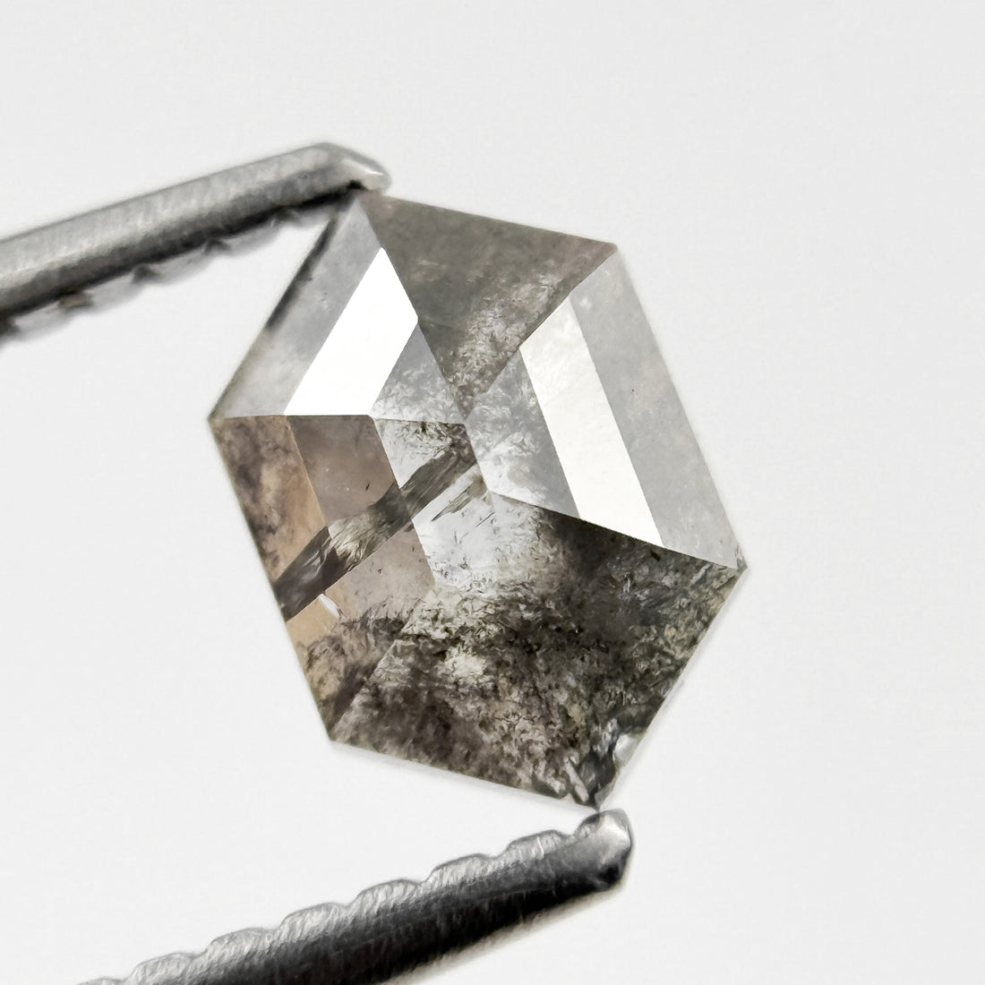 0.83 Ct Hexagon Rose Cut Grey Natural Minimalist Diamond