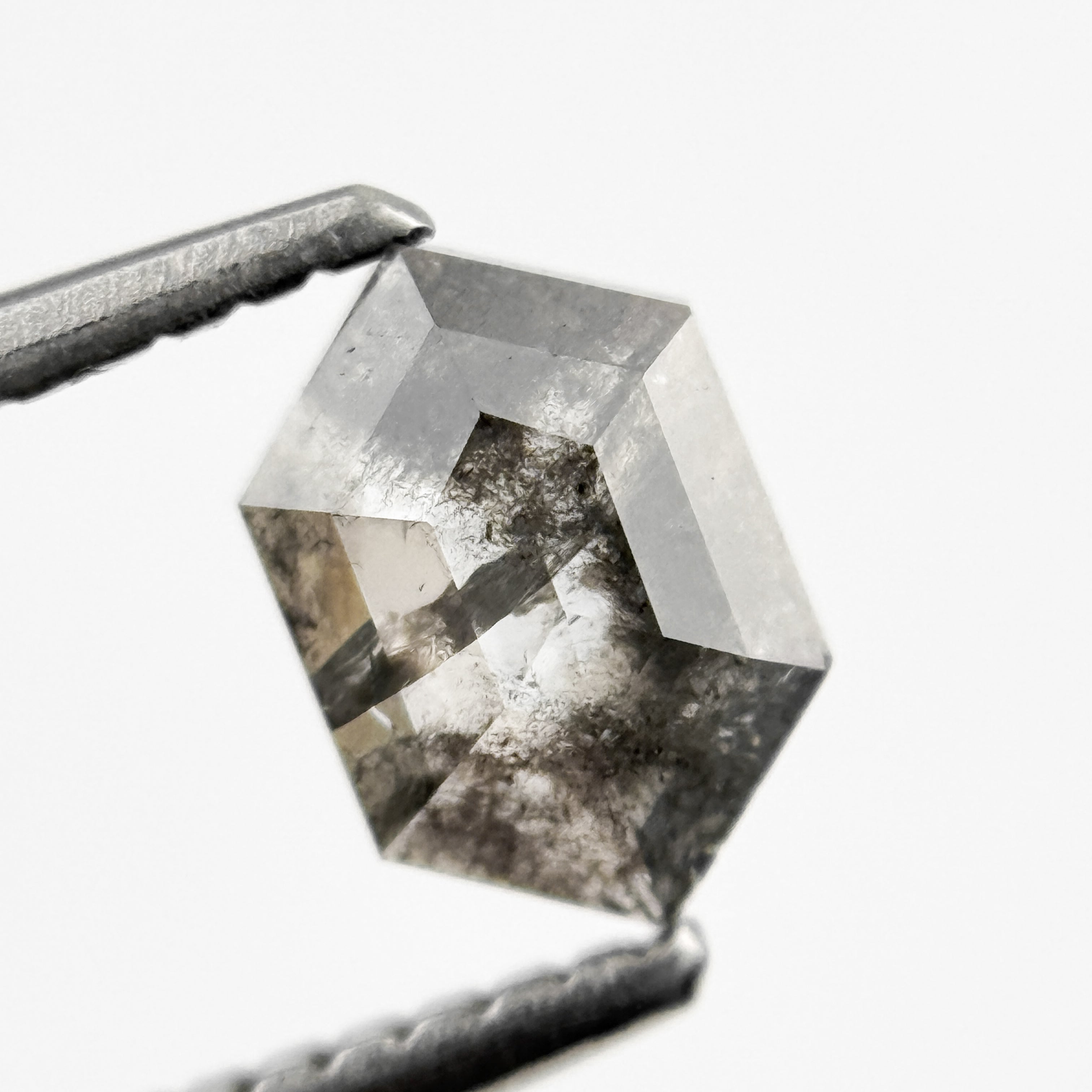 0.83 Ct Hexagon Rose Cut Grey Natural Minimalist Diamond
