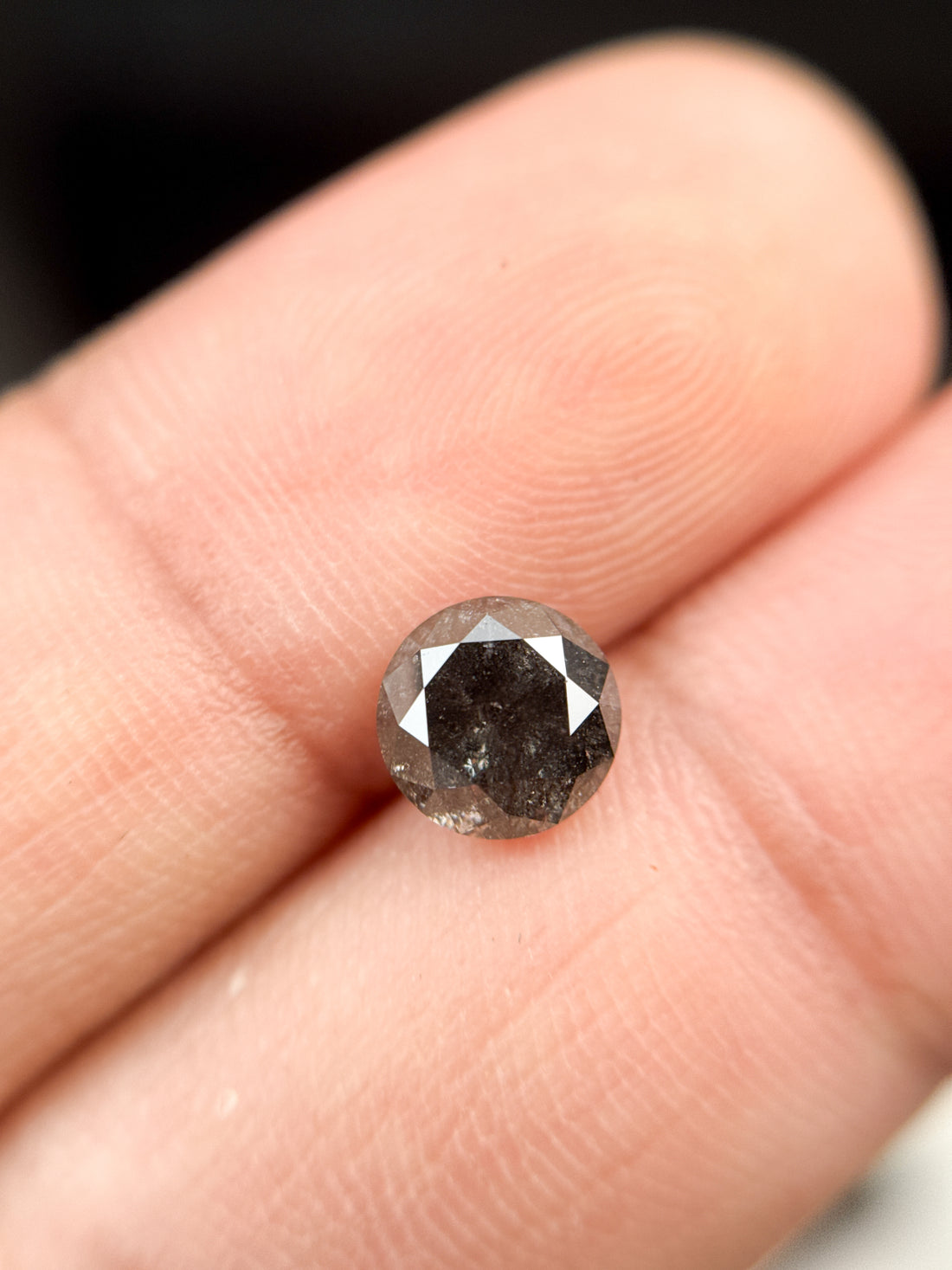 1.49 Ct Round Brilliant Cut Black Natural Galaxy Diamond