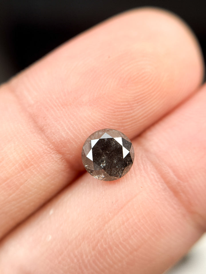 1.49 Ct Round Brilliant Cut Black Natural Galaxy Diamond