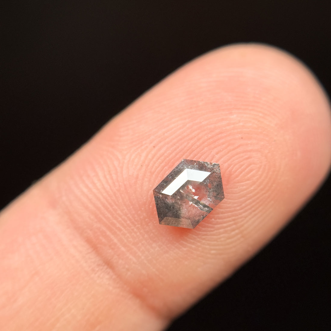 0.83 Ct Hexagon Rose Cut Grey Natural Minimalist Diamond
