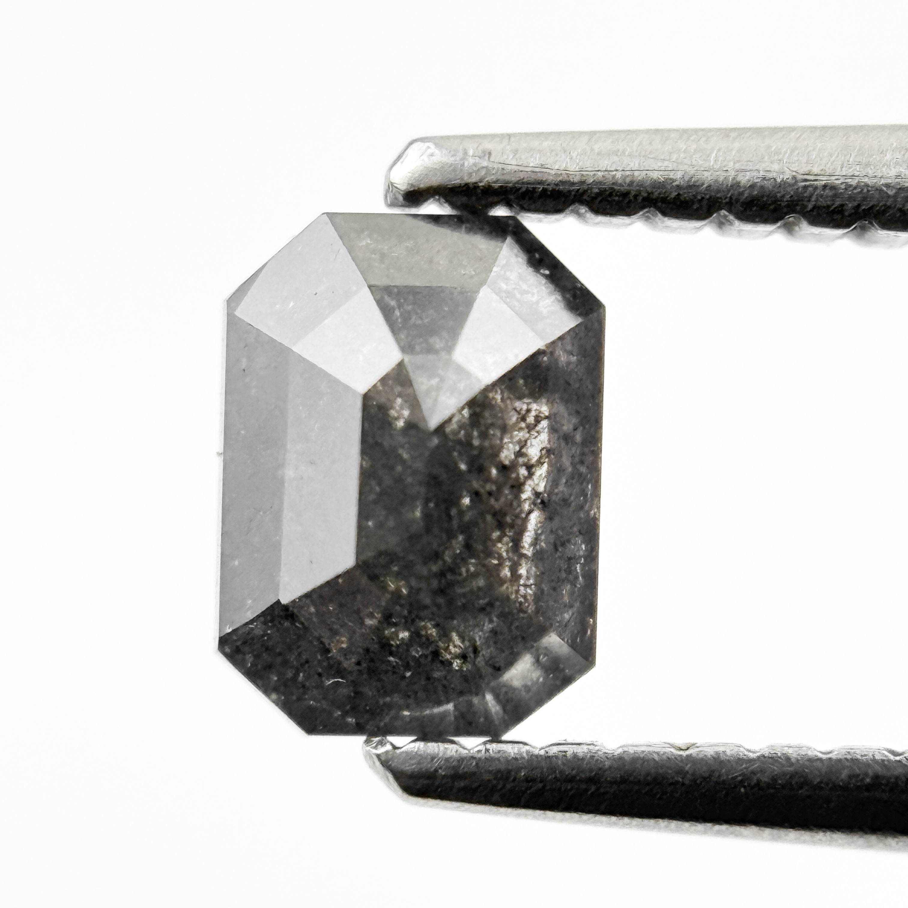 0.76 Ct Emerald Rose Cut Grey Natural Galaxy Diamond