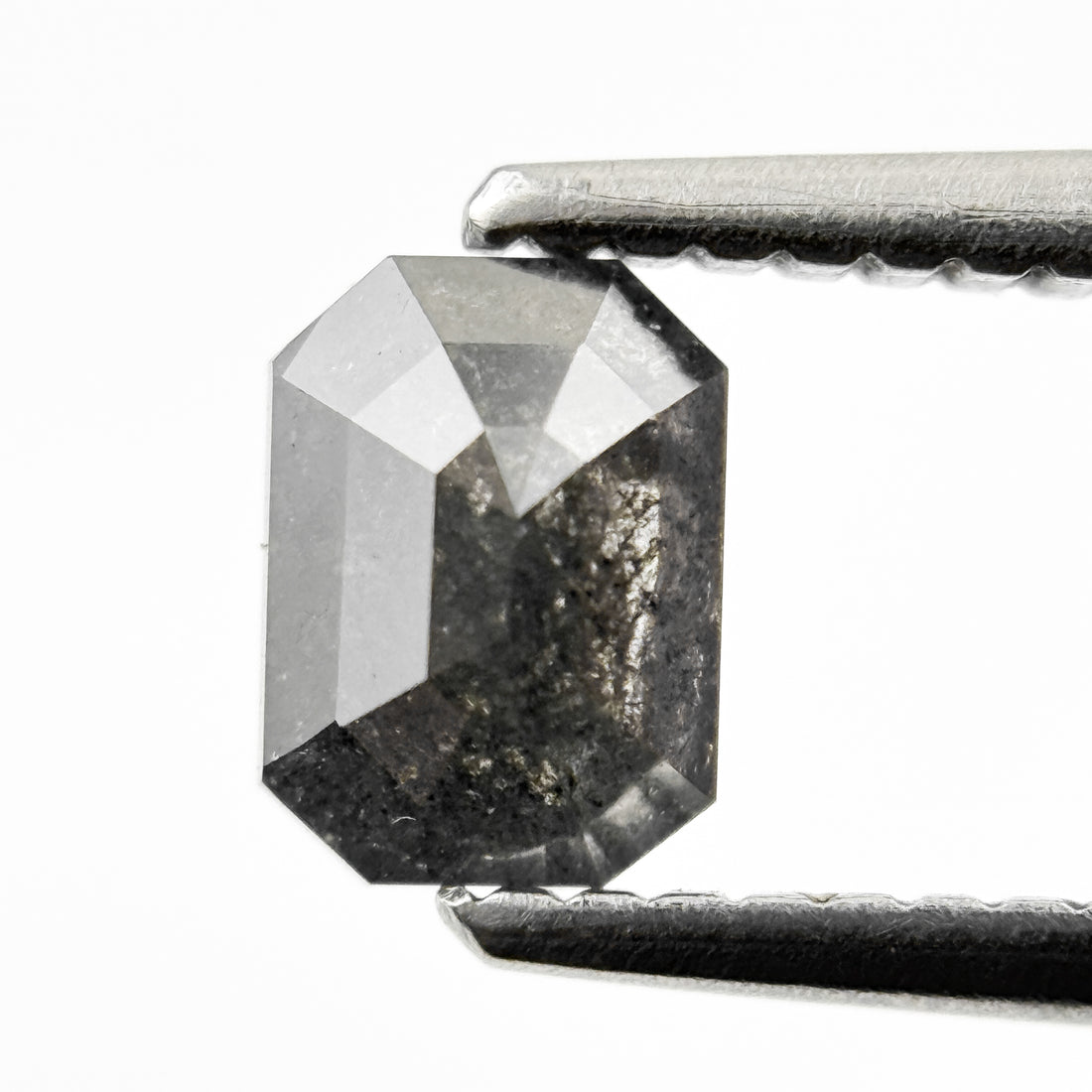 0.76 Ct Emerald Rose Cut Grey Natural Galaxy Diamond