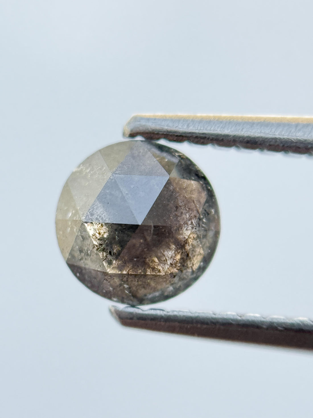 0.57 Ct Round Rose Cut Grey Natural Salt and Pepper Diamond