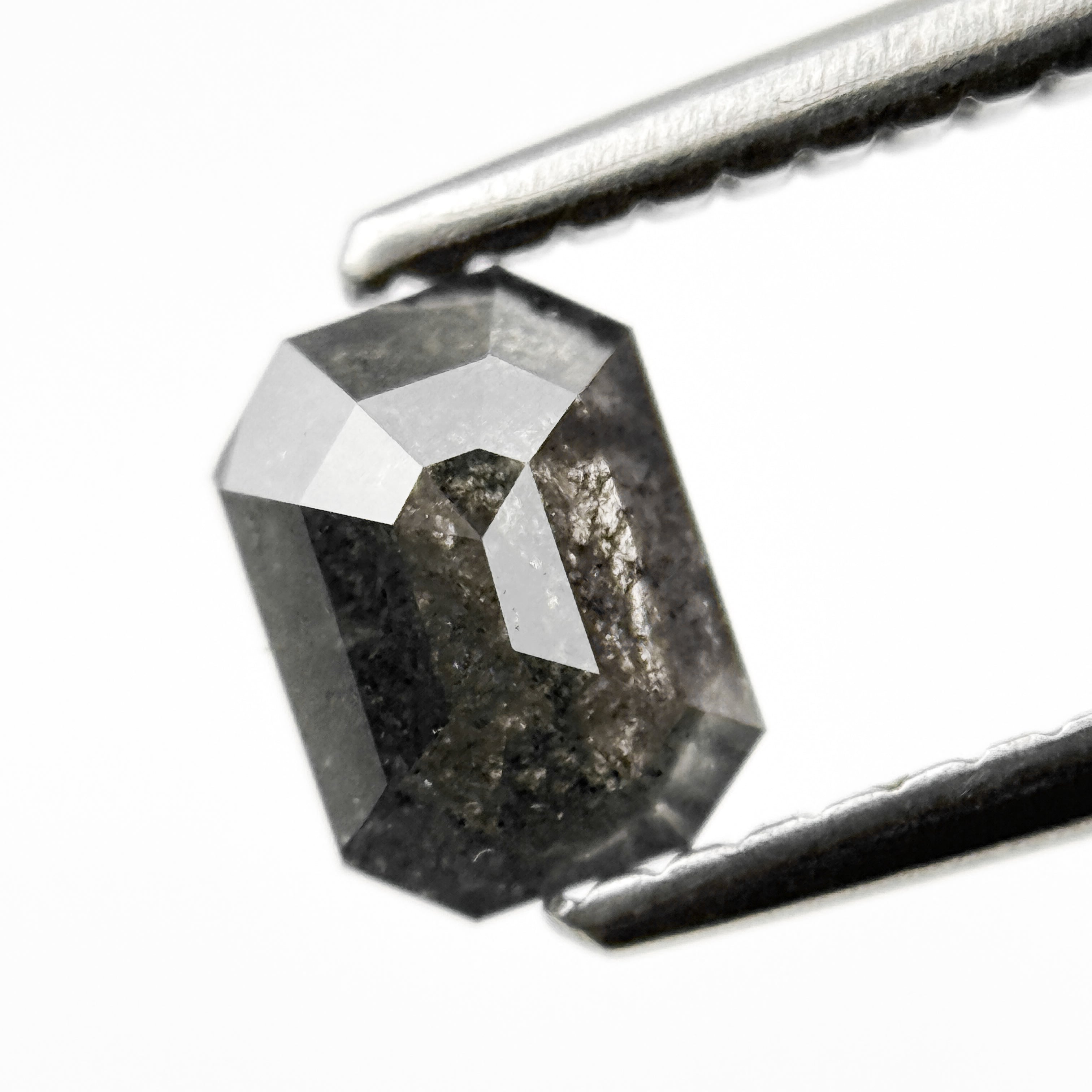 0.76 Ct Emerald Rose Cut Grey Natural Galaxy Diamond