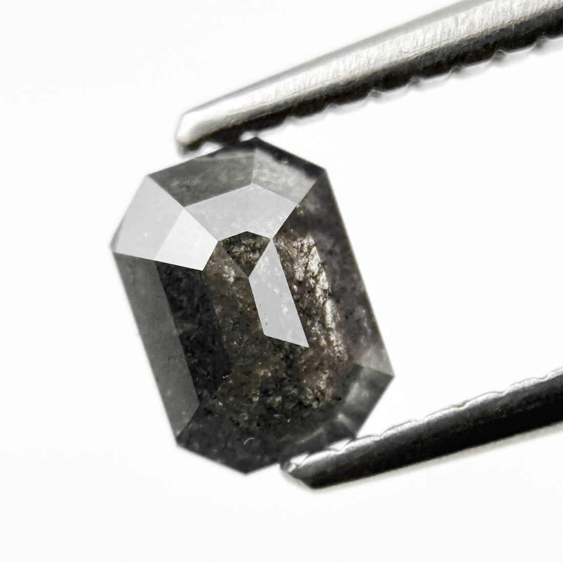 0.76 Ct Emerald Rose Cut Grey Natural Galaxy Diamond