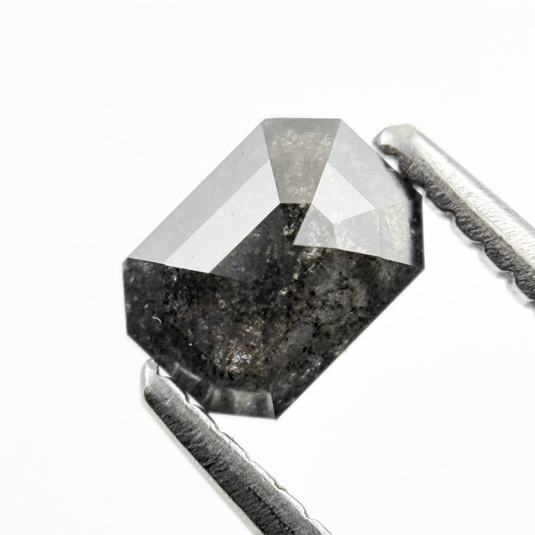 0.76 Ct Emerald Rose Cut Grey Natural Galaxy Diamond