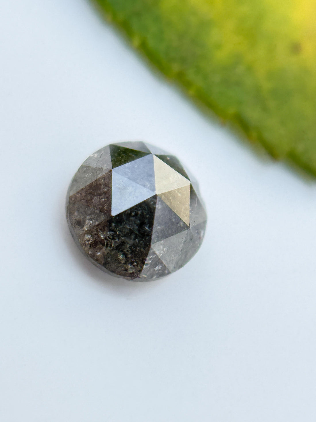 0.62 Ct Round Rose Cut Grey Natural Salt and Pepper Diamond