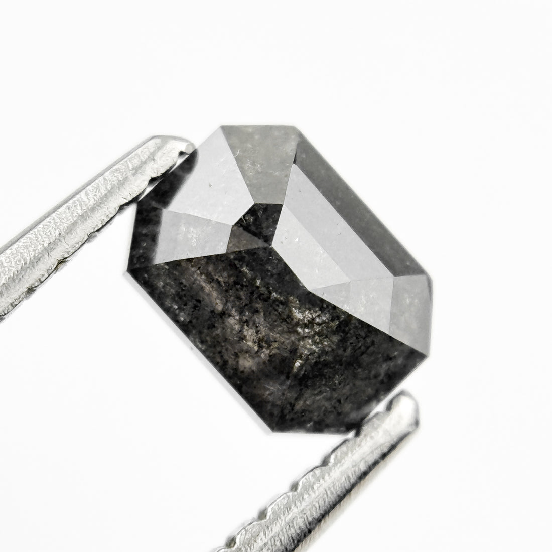 0.76 Ct Emerald Rose Cut Grey Natural Galaxy Diamond
