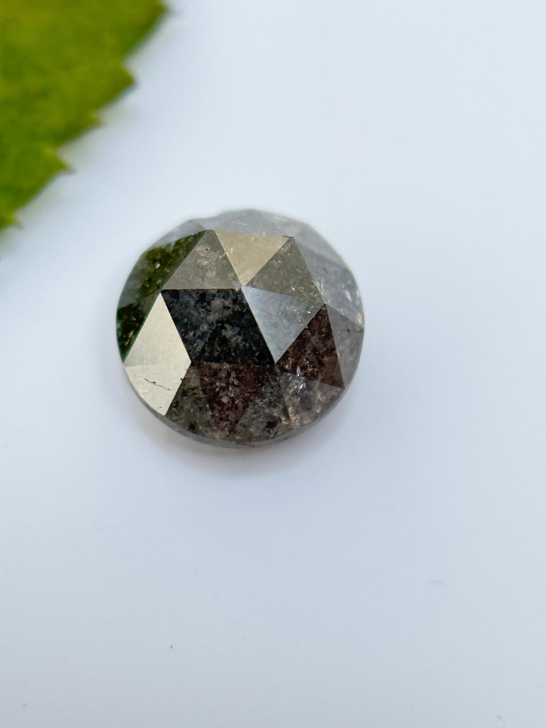 0.62 Ct Round Rose Cut Grey Natural Salt and Pepper Diamond