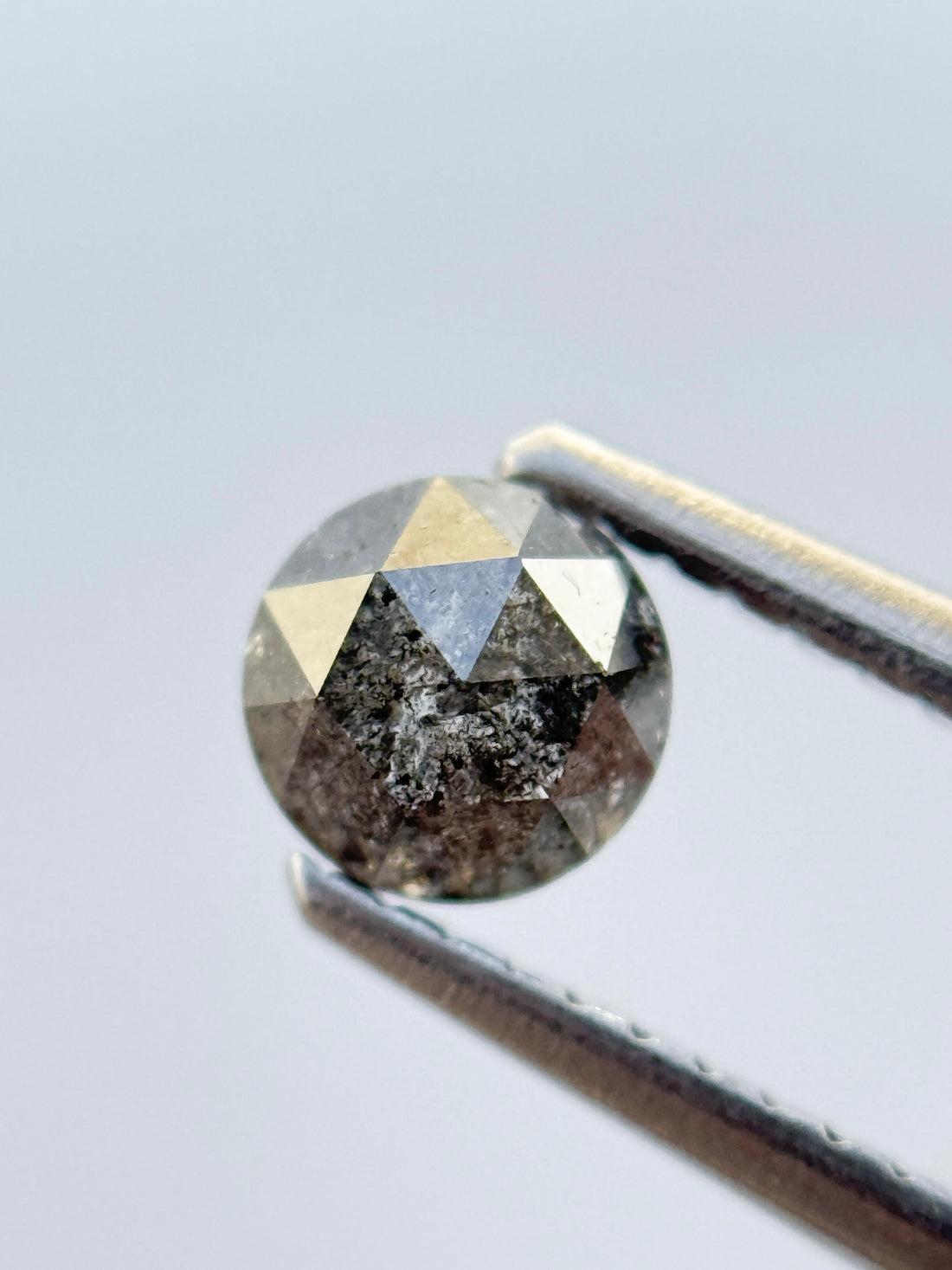 0.62 Ct Round Rose Cut Grey Natural Salt and Pepper Diamond