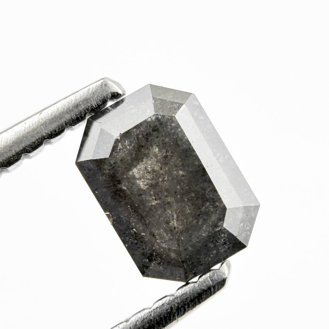 0.76 Ct Emerald Rose Cut Grey Natural Galaxy Diamond