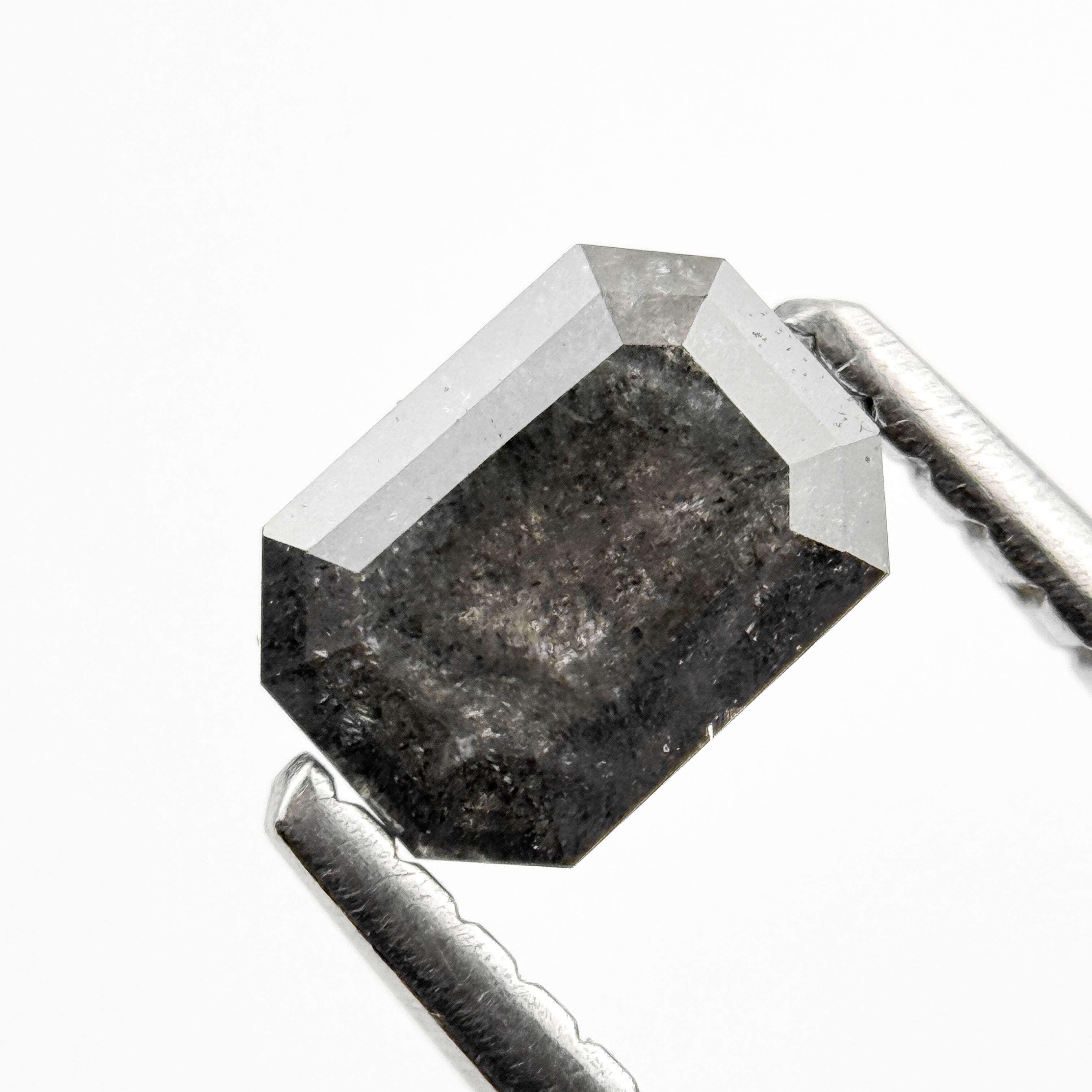 0.76 Ct Emerald Rose Cut Grey Natural Galaxy Diamond
