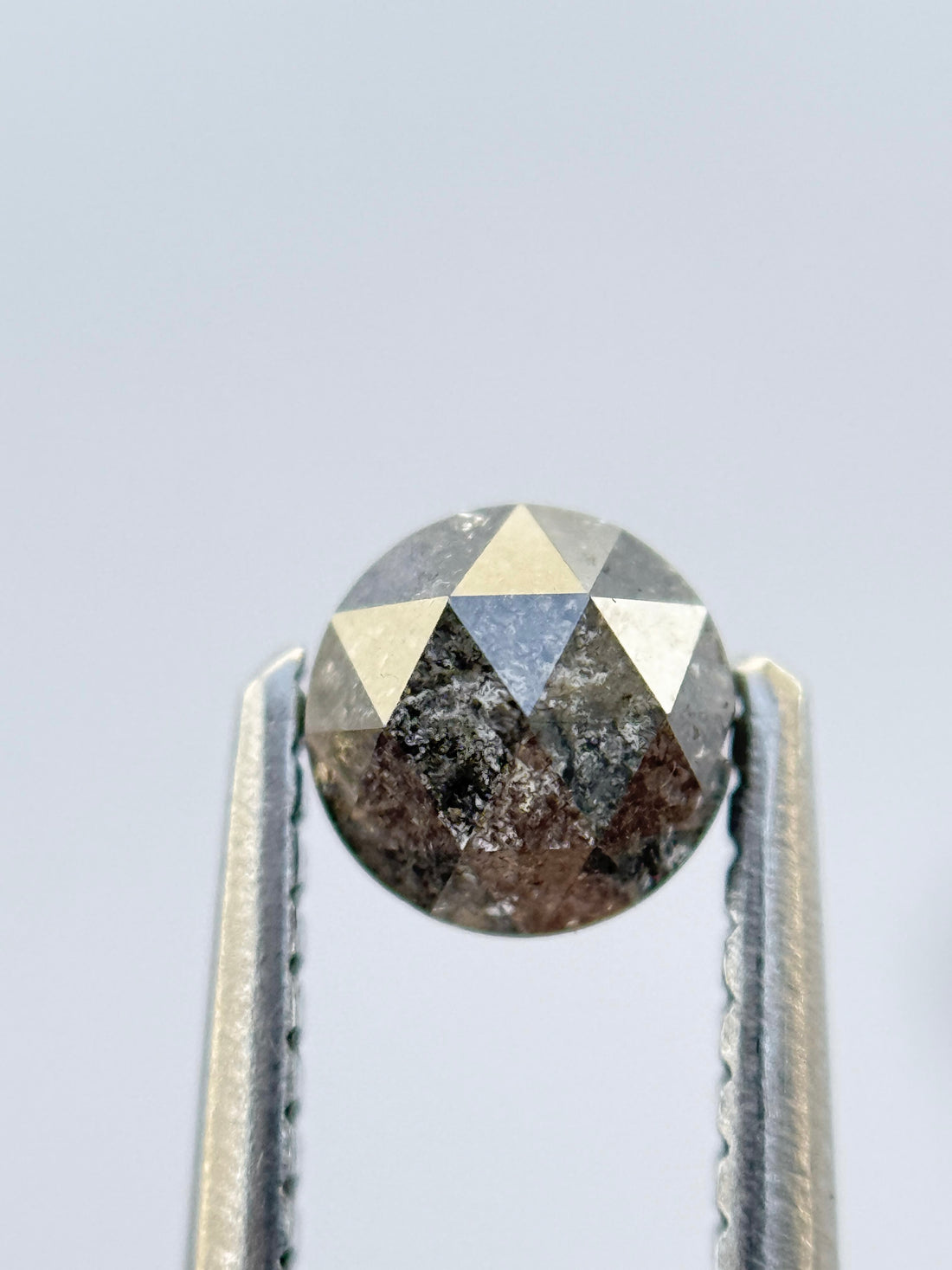 0.62 Ct Round Rose Cut Grey Natural Salt and Pepper Diamond