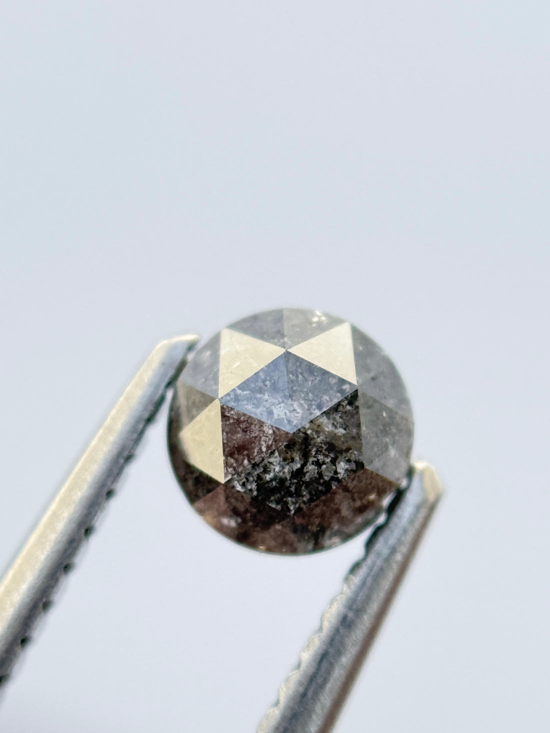 0.62 Ct Round Rose Cut Grey Natural Salt and Pepper Diamond
