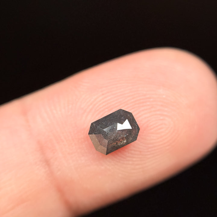 0.76 Ct Emerald Rose Cut Grey Natural Galaxy Diamond