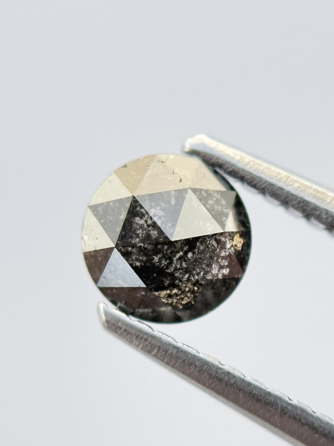 0.40 Ct Round Rose Cut Grey Natural Salt and Pepper Diamond