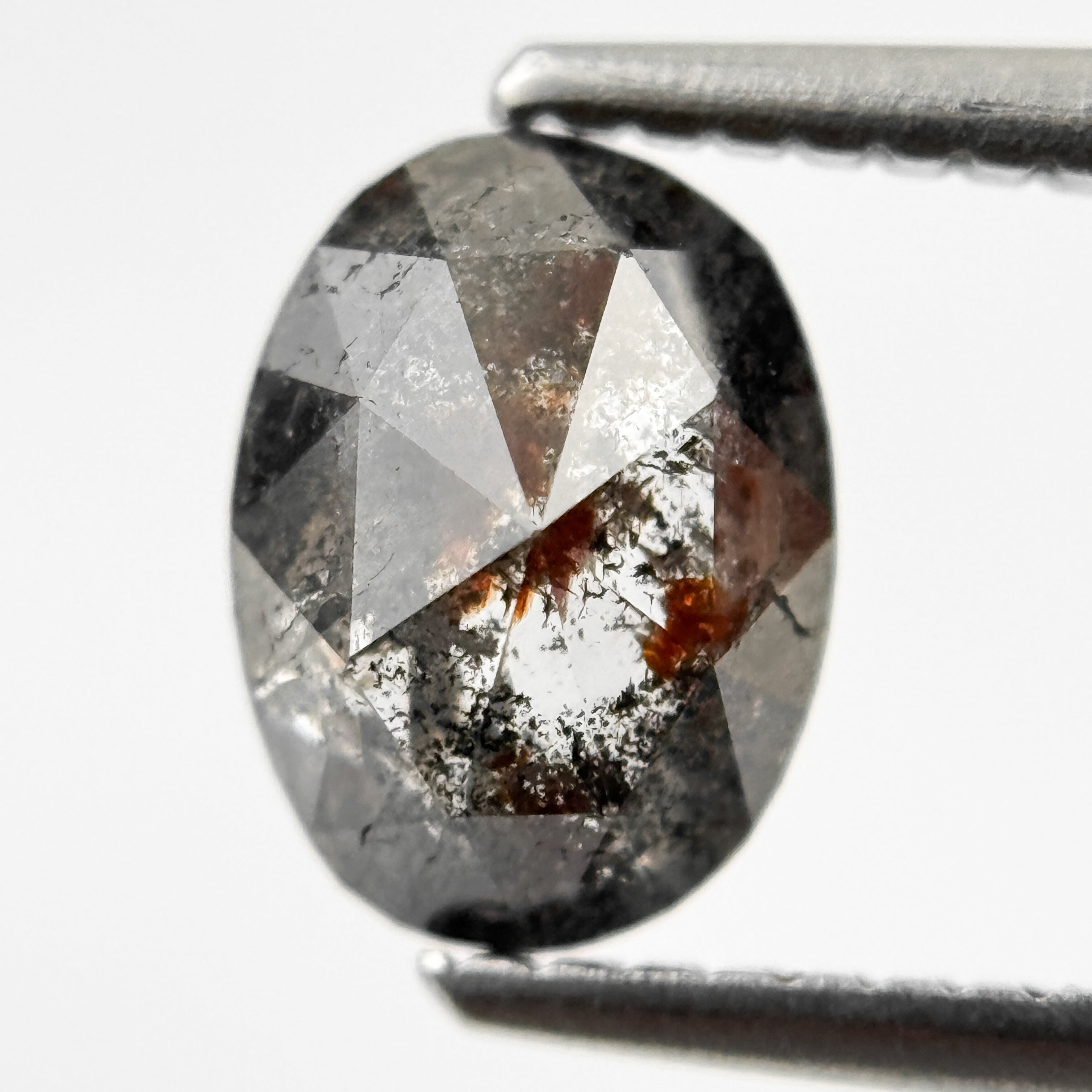 1.39 Ct Oval Rose Cut Grey Natural Galaxy Diamond