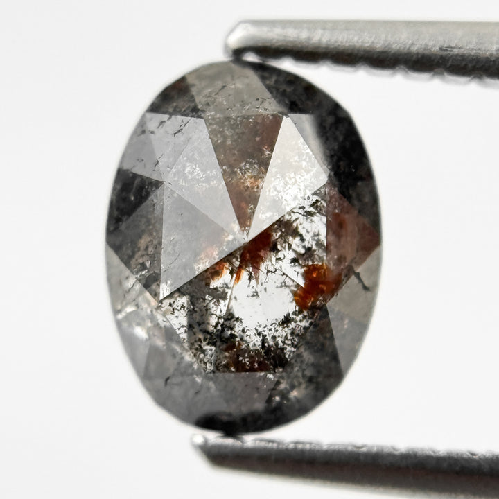 1.39 Ct Oval Rose Cut Grey Natural Galaxy Diamond