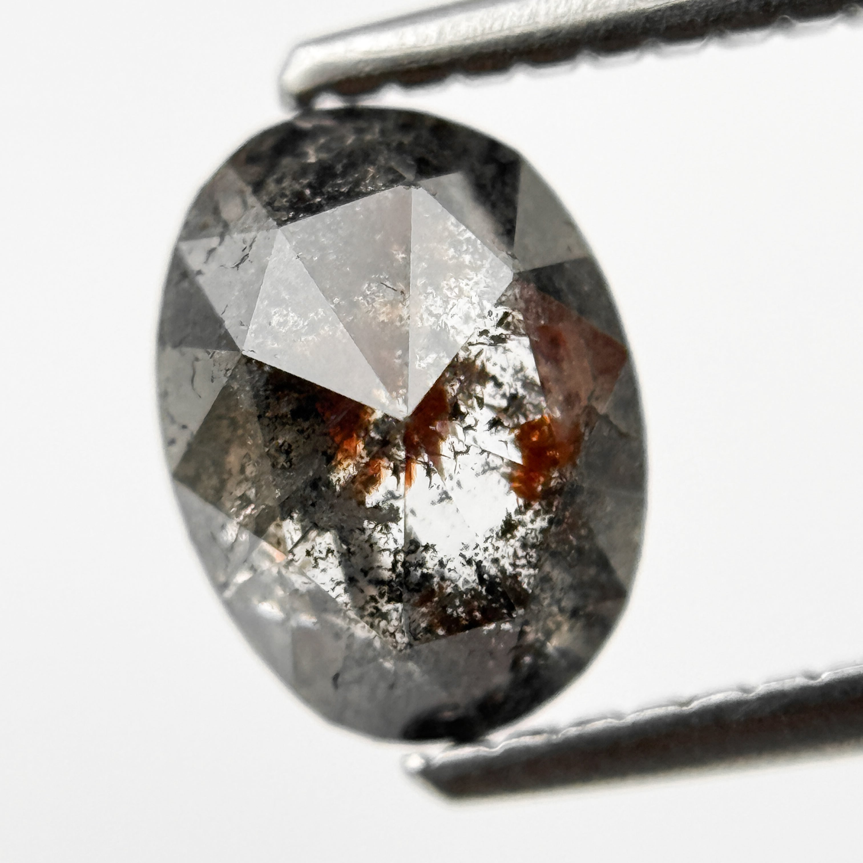 1.39 Ct Oval Rose Cut Grey Natural Galaxy Diamond