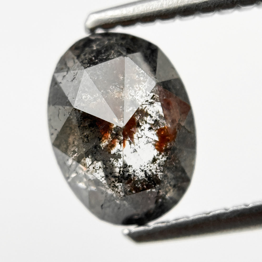 1.39 Ct Oval Rose Cut Grey Natural Galaxy Diamond