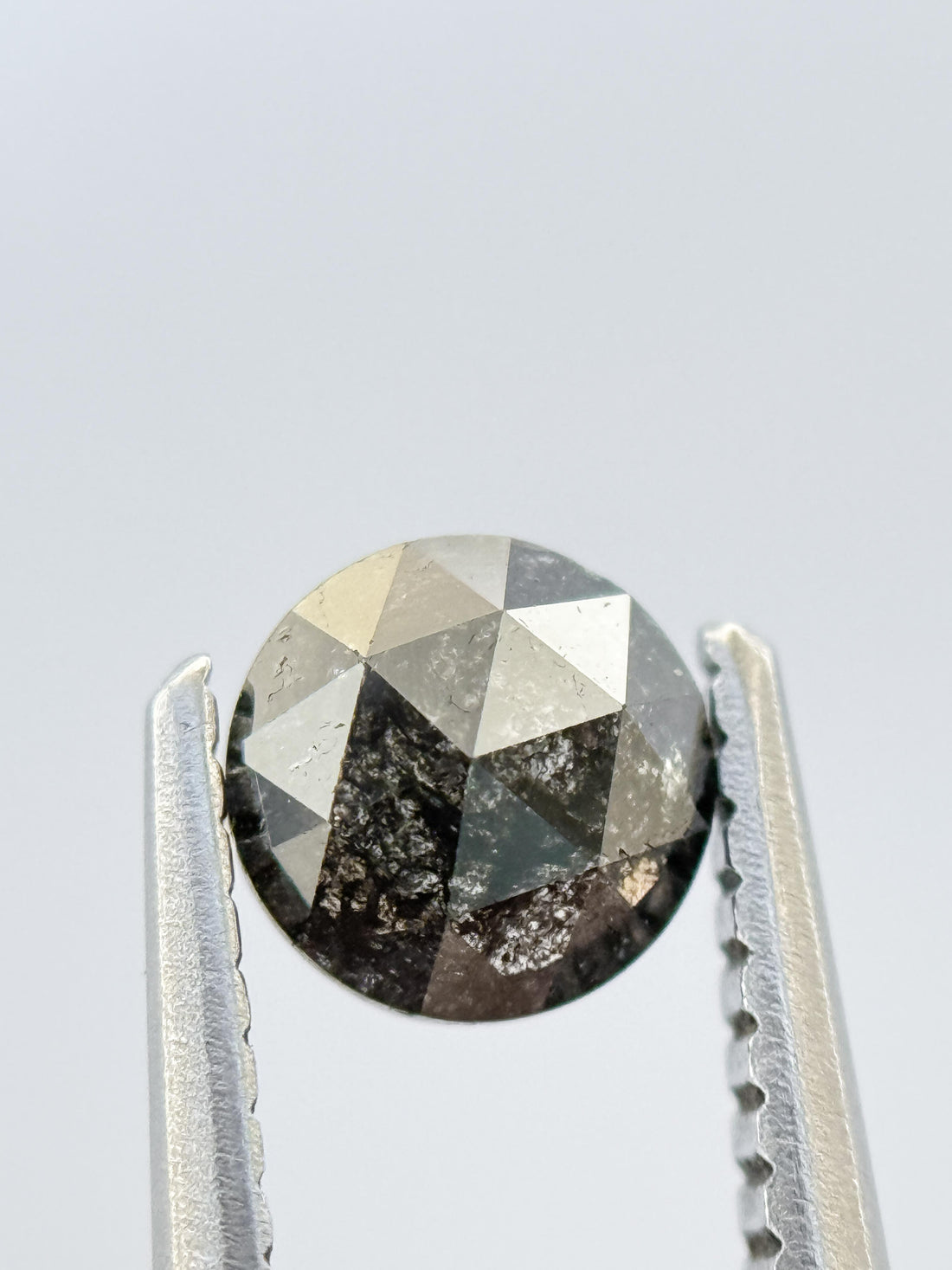 0.40 Ct Round Rose Cut Grey Natural Salt and Pepper Diamond