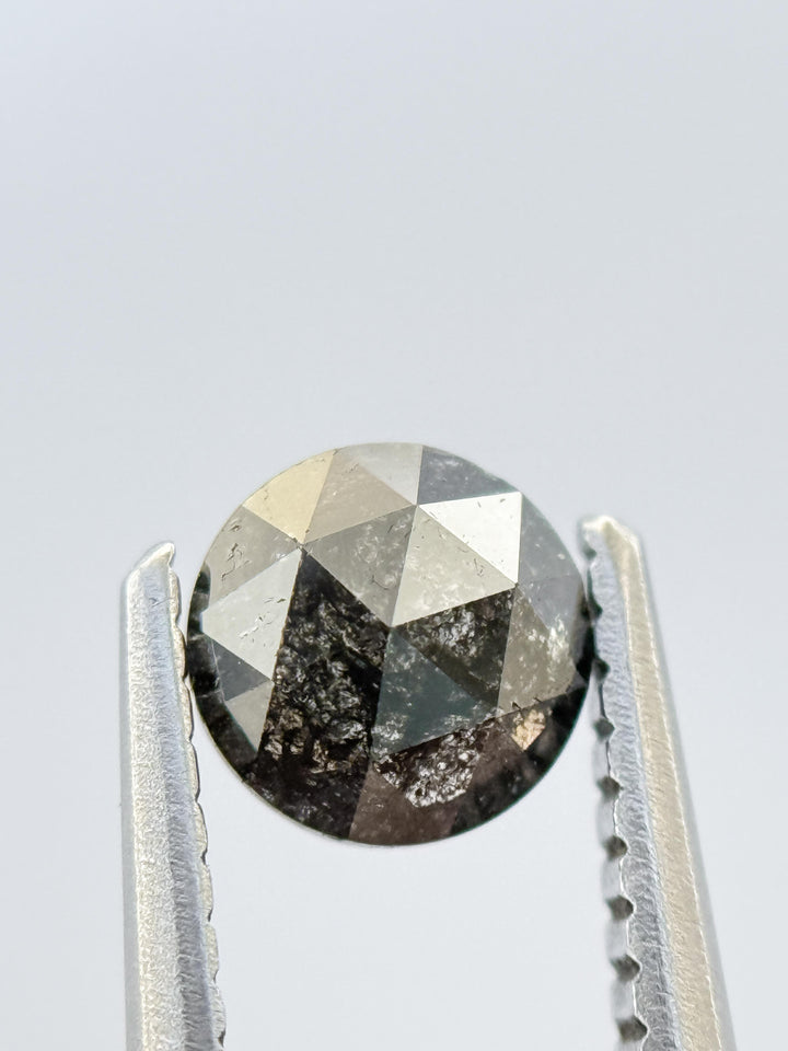 0.40 Ct Round Rose Cut Grey Natural Salt and Pepper Diamond