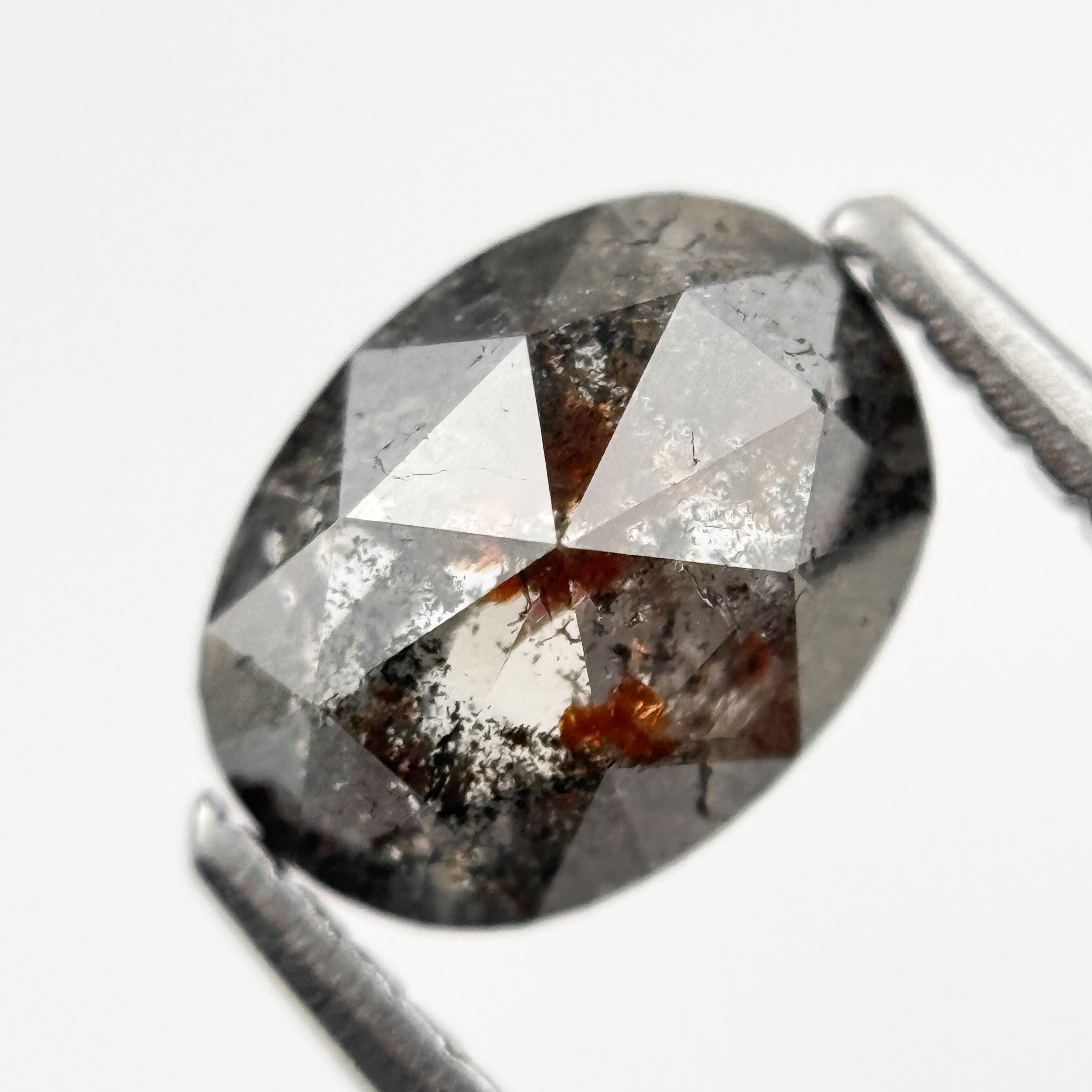 1.39 Ct Oval Rose Cut Grey Natural Galaxy Diamond