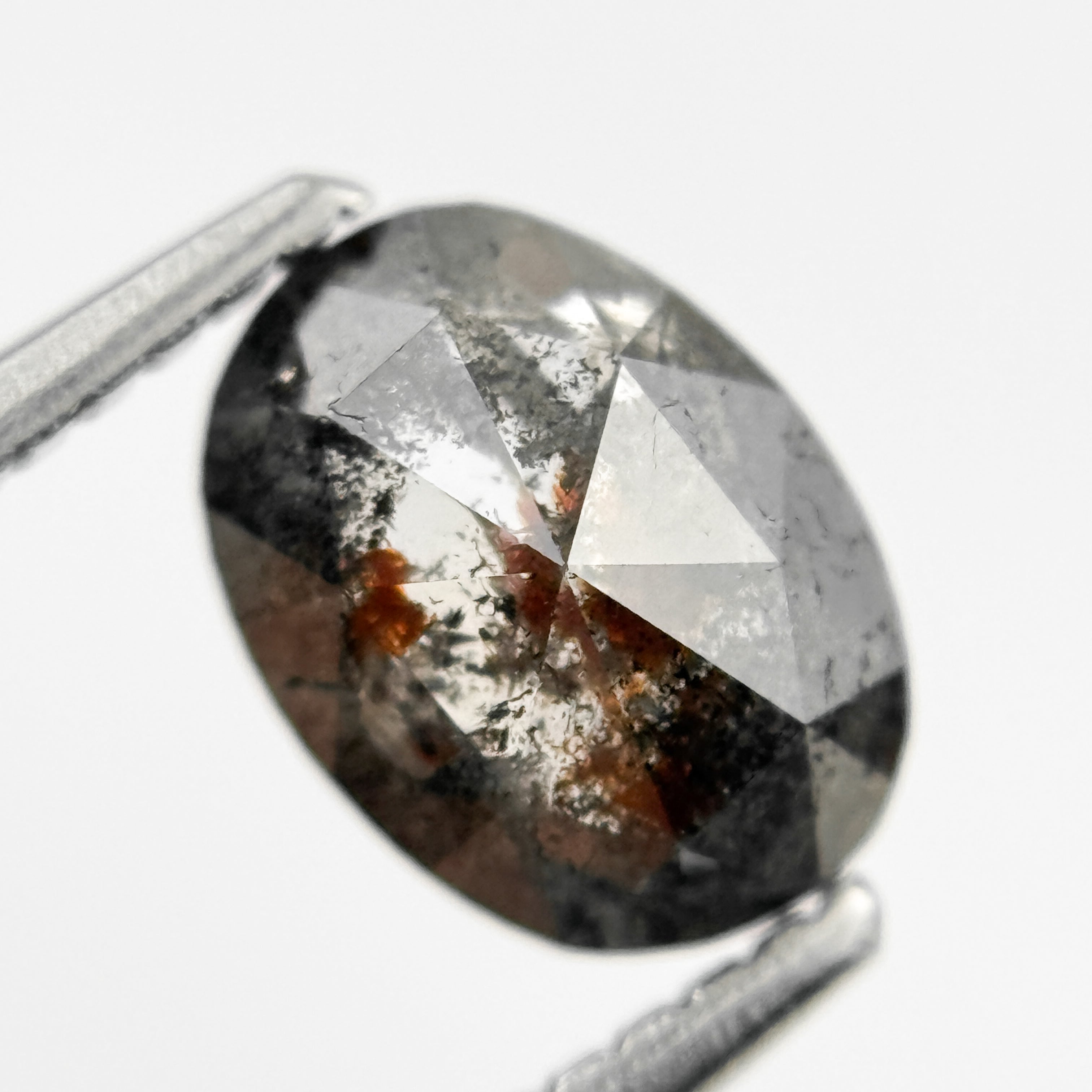 1.39 Ct Oval Rose Cut Grey Natural Galaxy Diamond