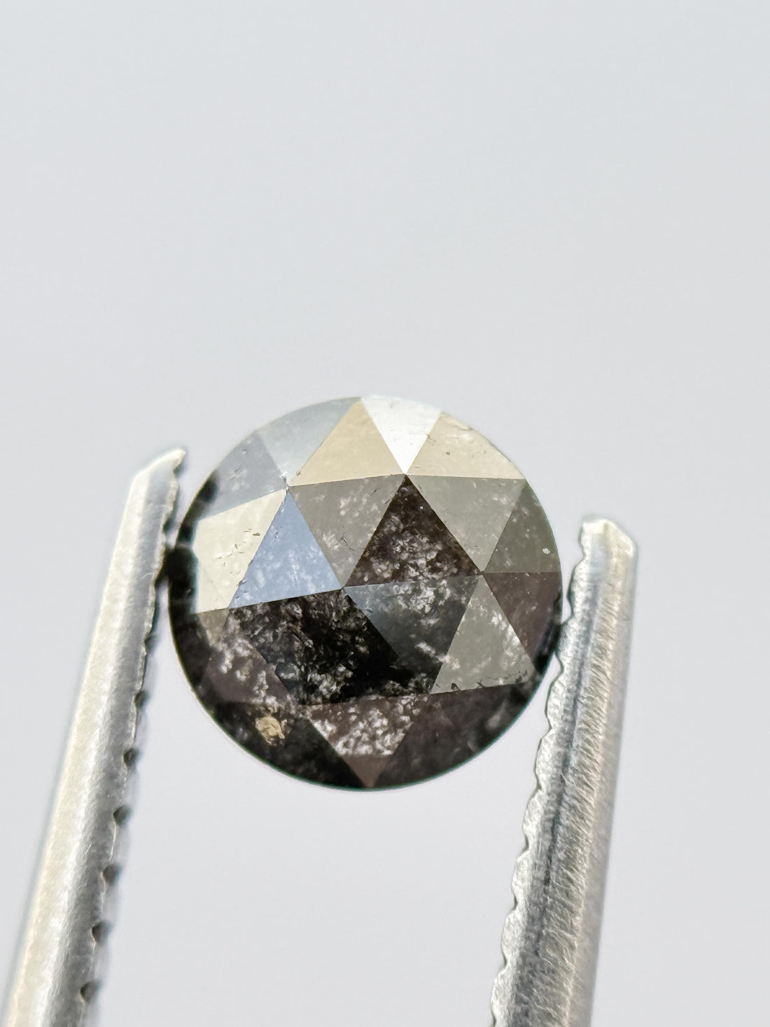 0.40 Ct Round Rose Cut Grey Natural Salt and Pepper Diamond