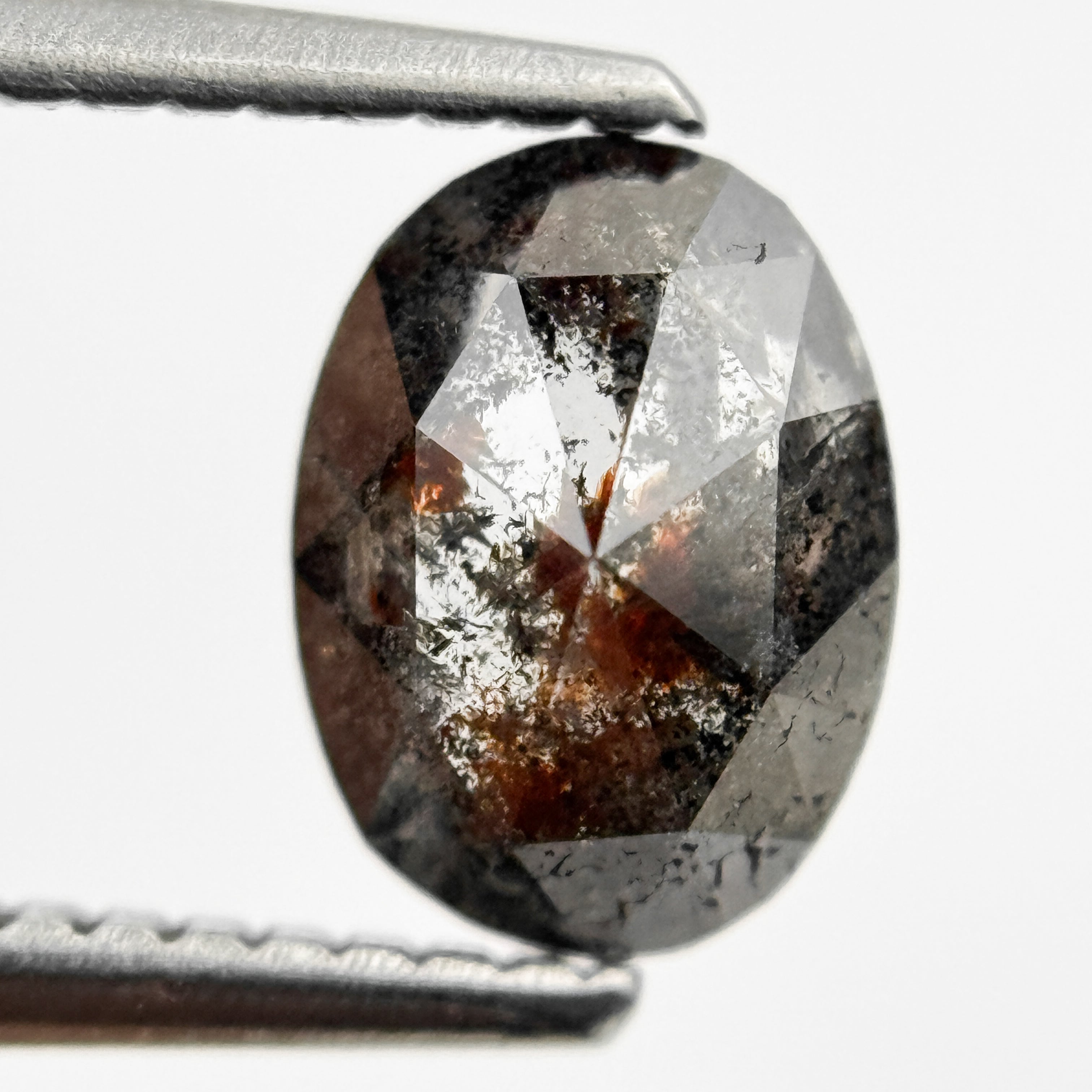 1.39 Ct Oval Rose Cut Grey Natural Galaxy Diamond