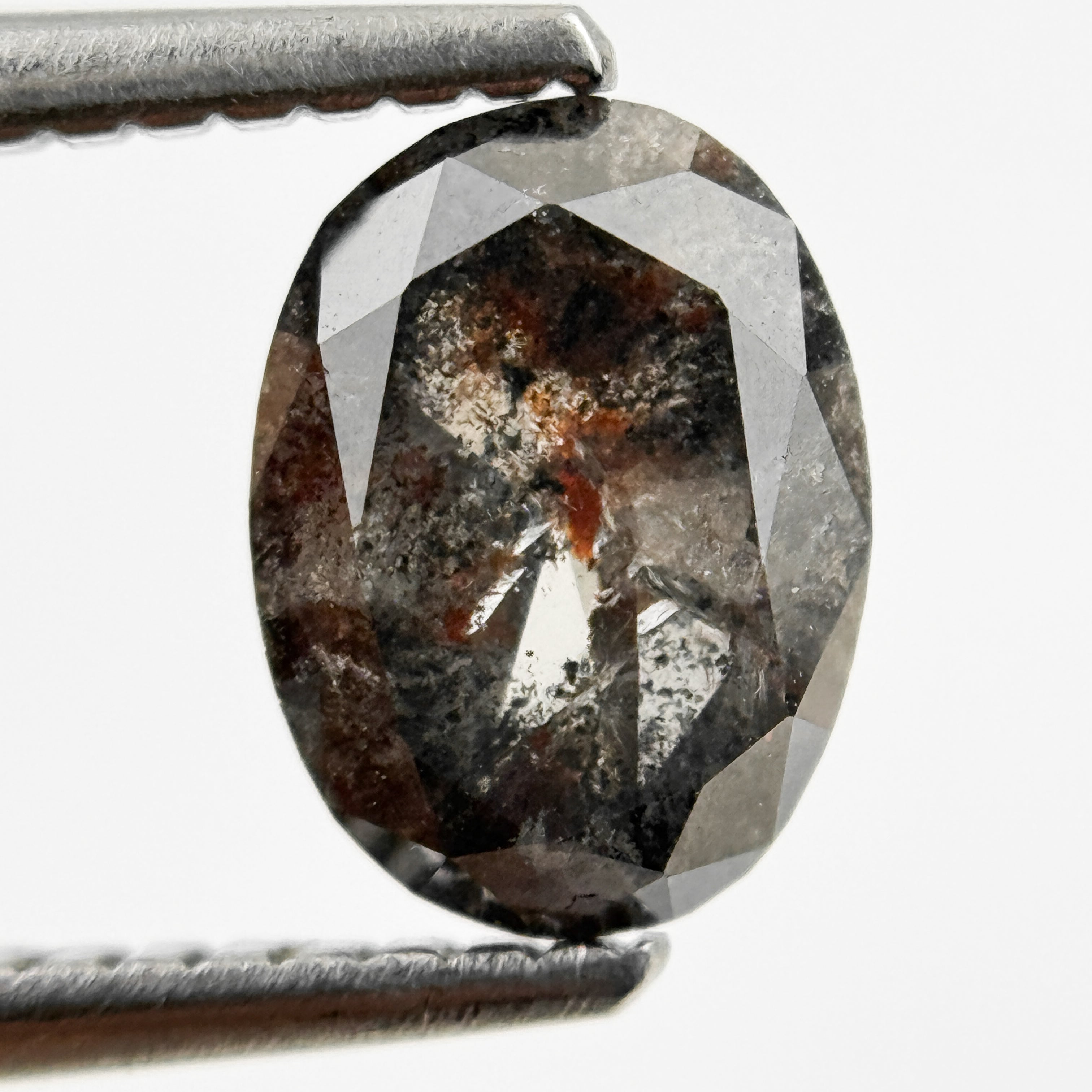 1.39 Ct Oval Rose Cut Grey Natural Galaxy Diamond
