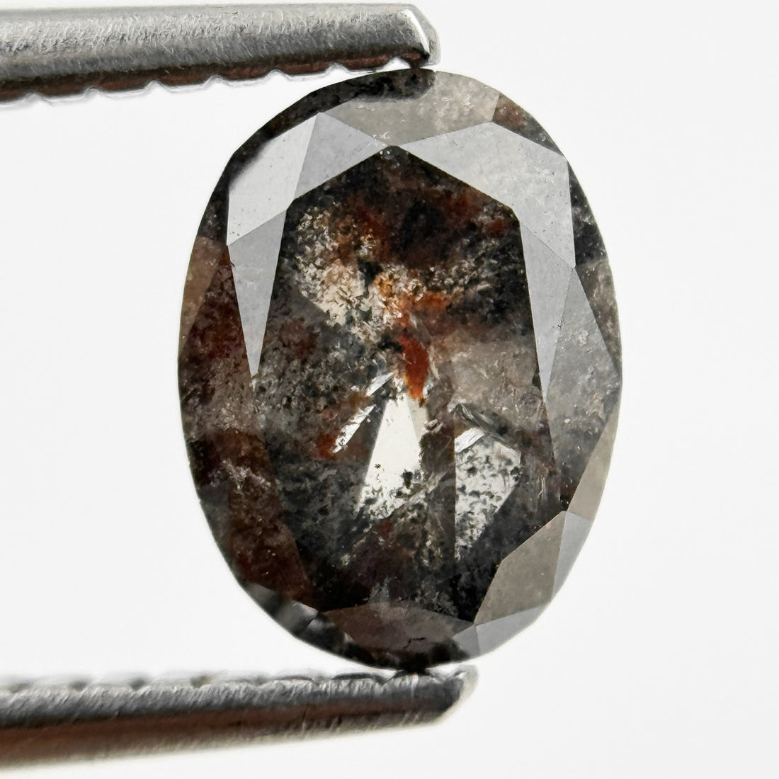 1.39 Ct Oval Rose Cut Grey Natural Galaxy Diamond