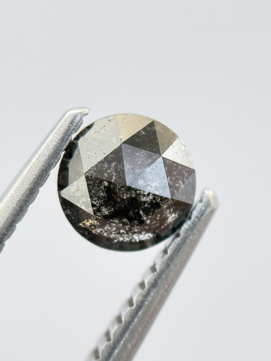 0.40 Ct Round Rose Cut Grey Natural Salt and Pepper Diamond
