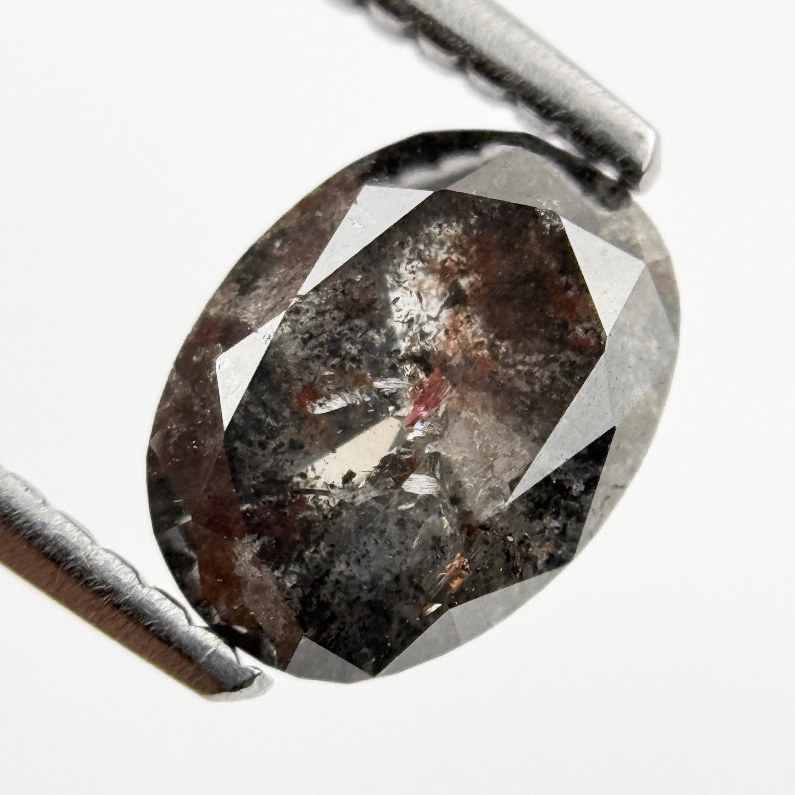 1.39 Ct Oval Rose Cut Grey Natural Galaxy Diamond