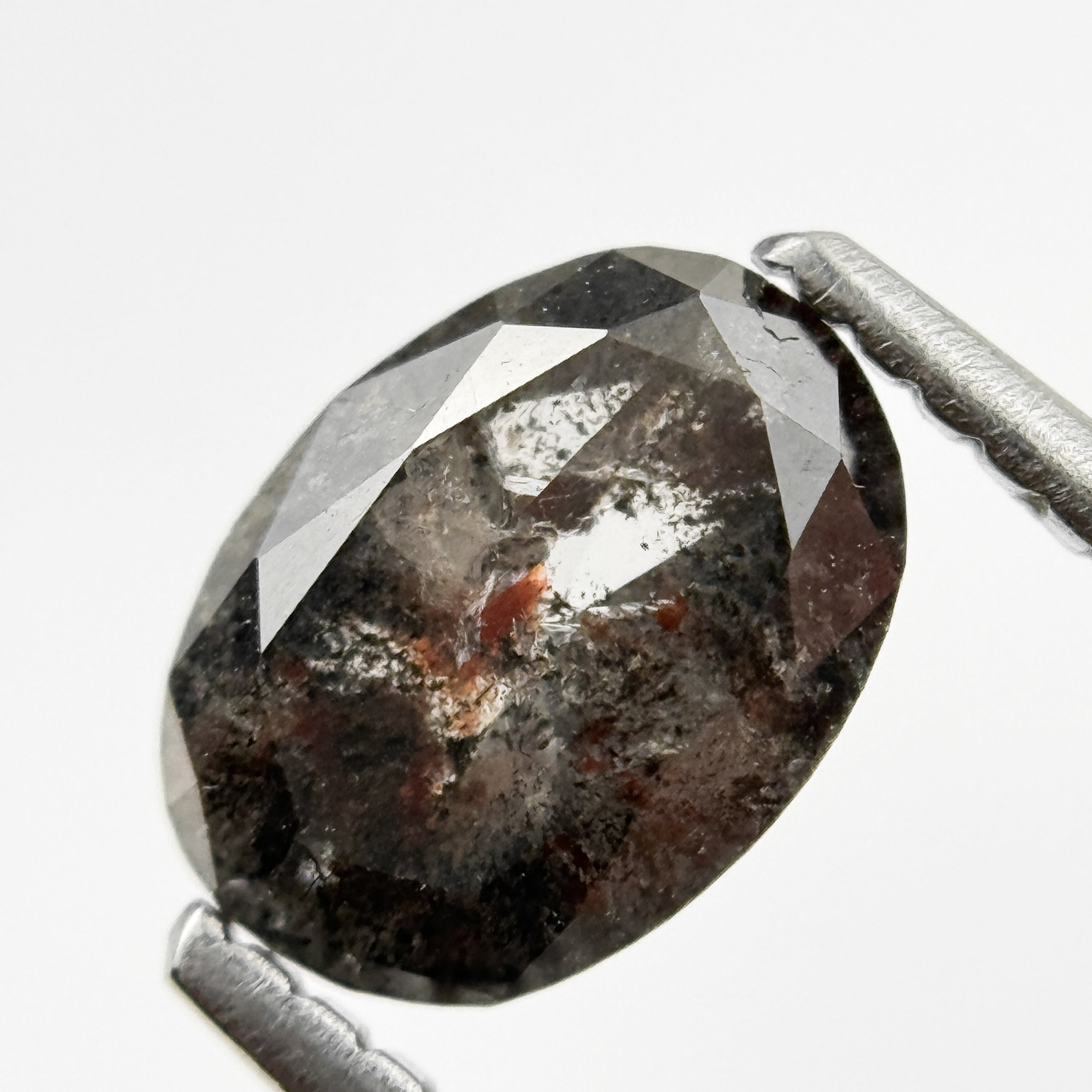 1.39 Ct Oval Rose Cut Grey Natural Galaxy Diamond