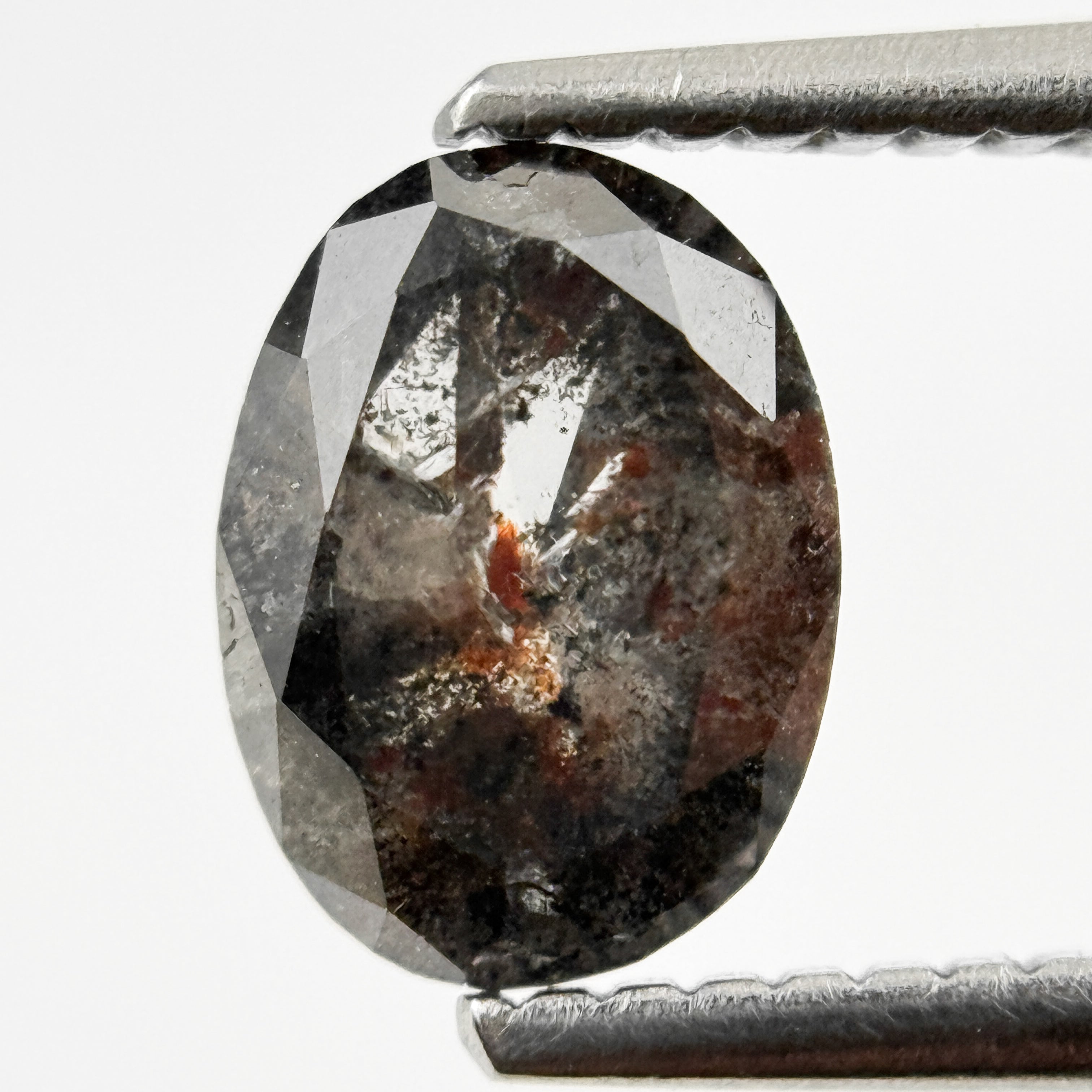 1.39 Ct Oval Rose Cut Grey Natural Galaxy Diamond